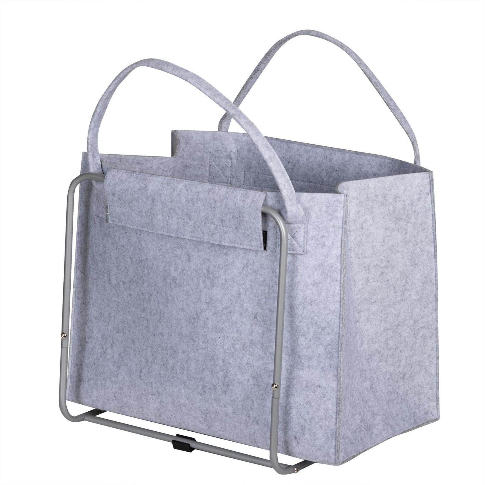 Gravidus Zeitungsständer Zeitungsständer Filz mit Metallgestell grau Zeitungskorb 45x25x35cm