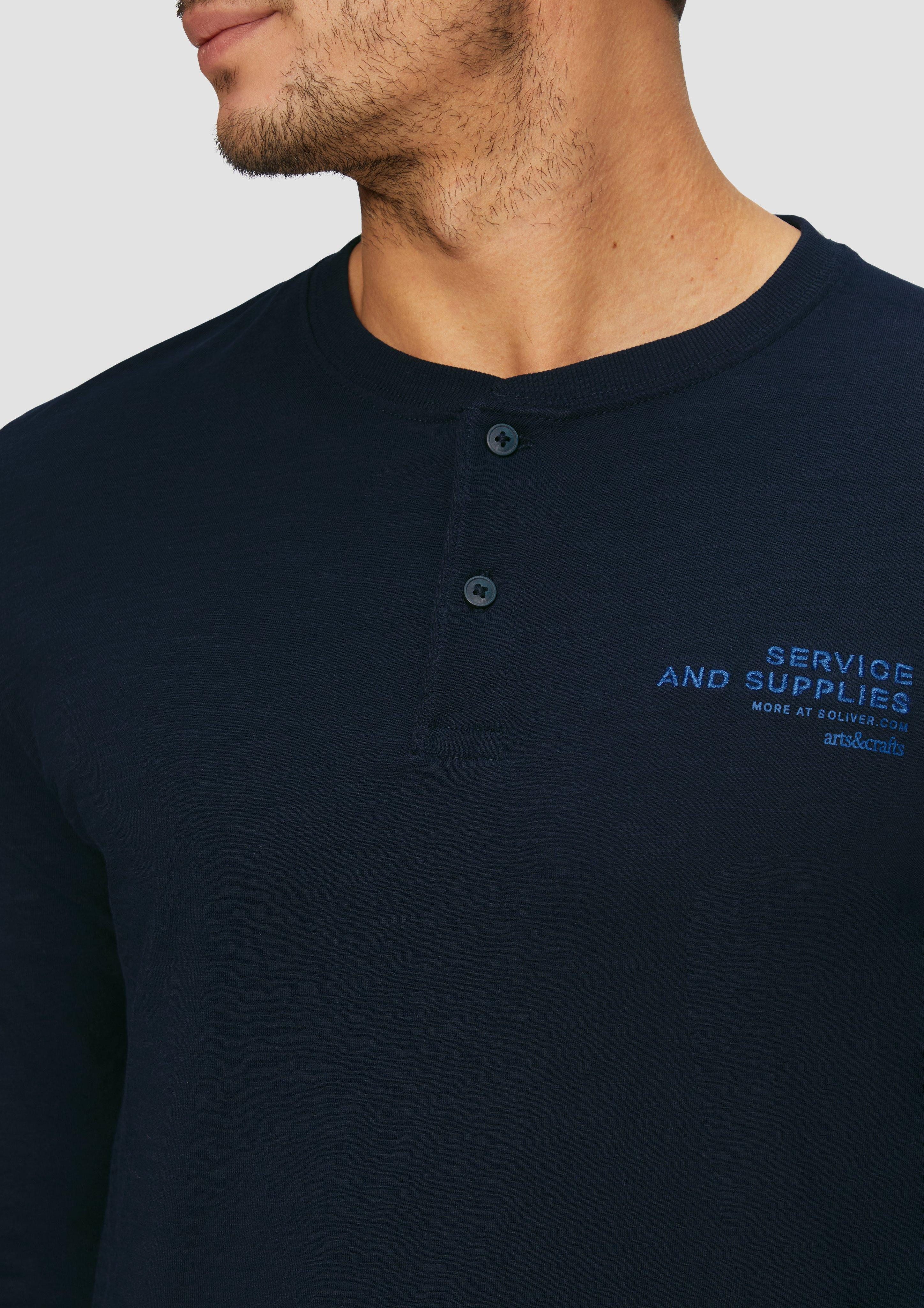 s.Oliver Langarmshirt Henley-Shirt mit Flammgarnstruktur und günstig online kaufen