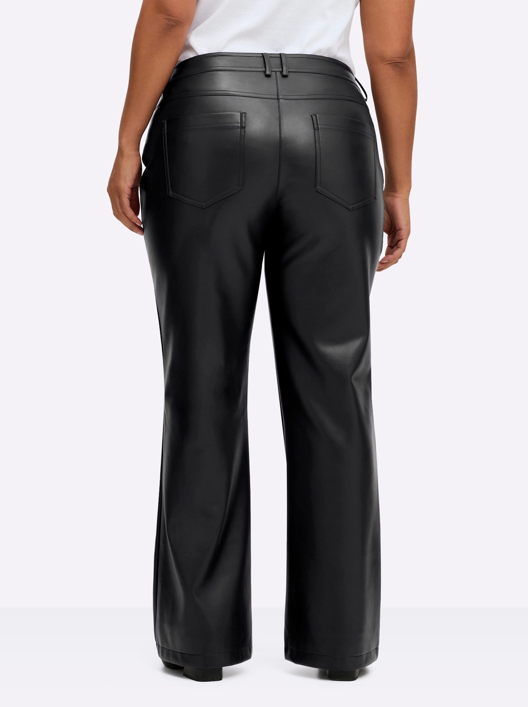 Sheego Jerseyhose Lederimitathose Innenbeinlänge ca. 80 günstig online kaufen