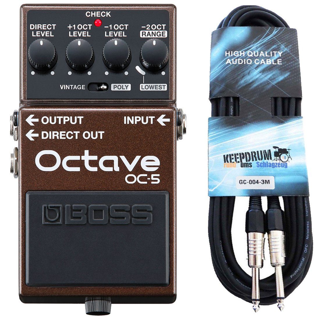 Boss by Roland E-Gitarre Boss OC-5 Oktave Pedal Effektgerät mit Gitarrenkabel