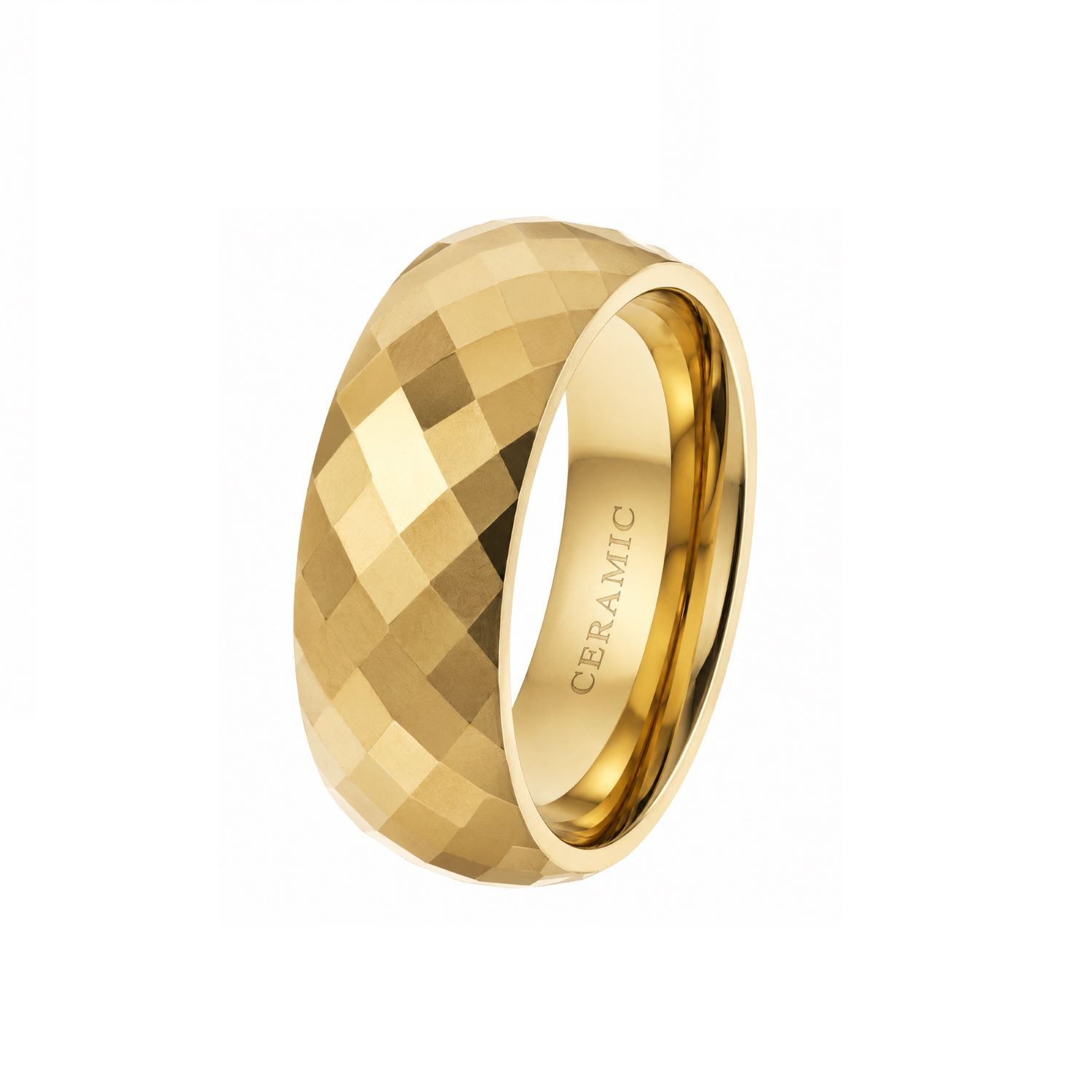 Kingka Partnerring Ceramic facettiert IP vergoldet glänzend, Zu Kleid, Hoodie, Jeans, Sneaker! Büro, Urlaub, Party, Geschenkidee