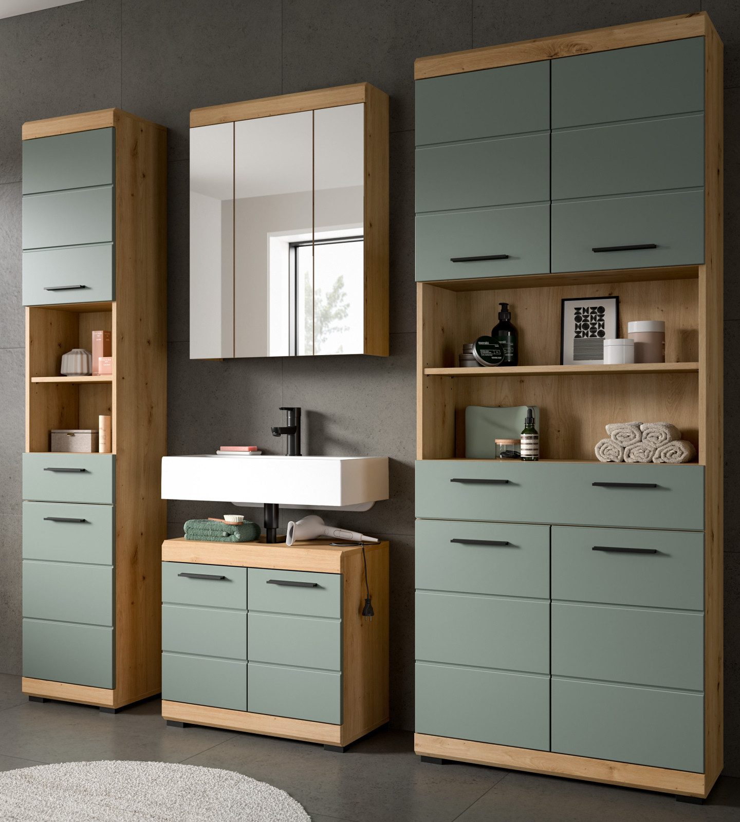 Inn.Furn Badmöbel-Set Shawn, (Badezimmer in Salbei günstig online kaufen