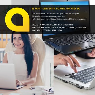 Aplic Notebook-Netzteil (Universal Laptop Ladegerät 65W, Universalnetzteil mit 14 Adaptern)