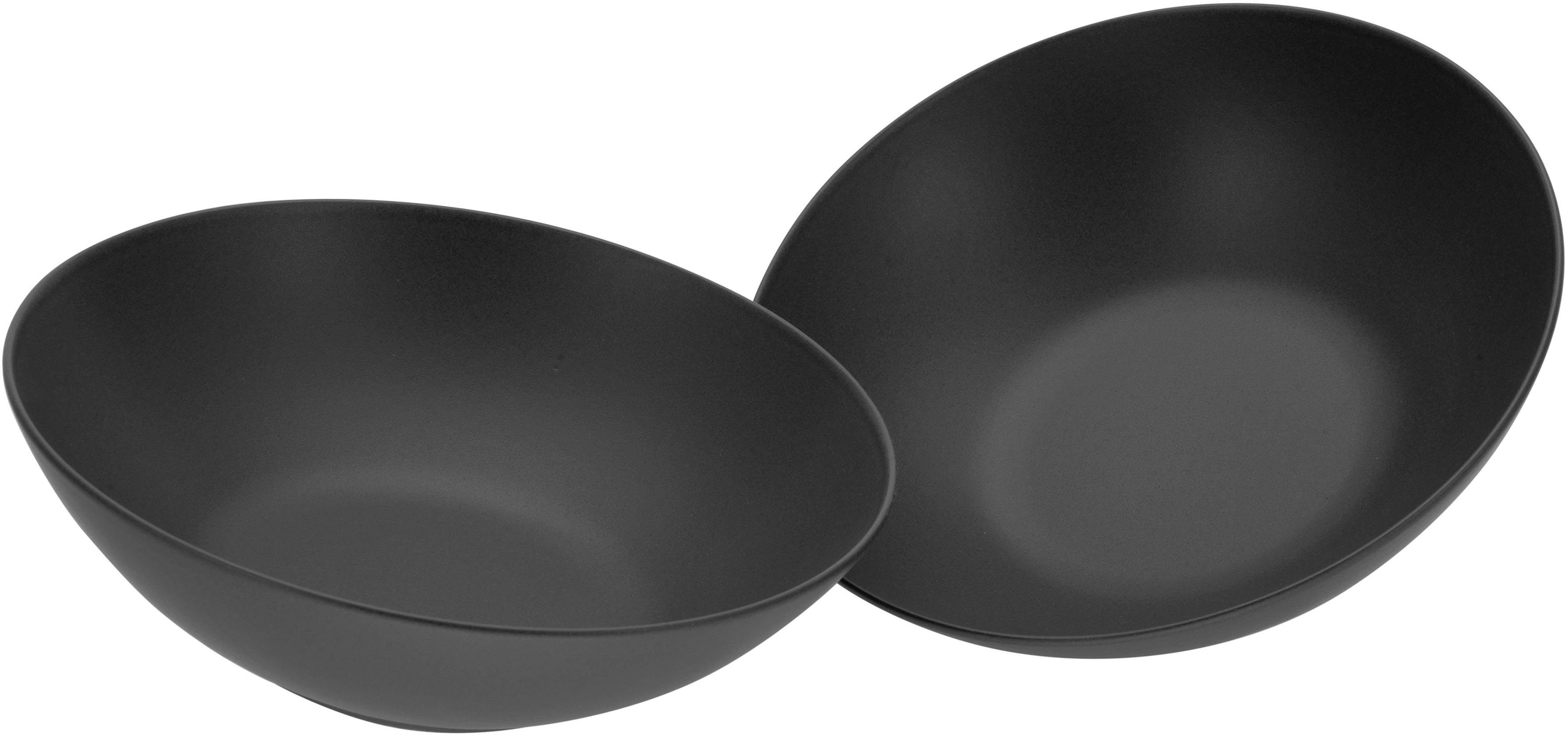 CreaTable Salatschüssel Soft Touch Black, Steinzeug, (Set, 2-tlg), Ø 24 cm