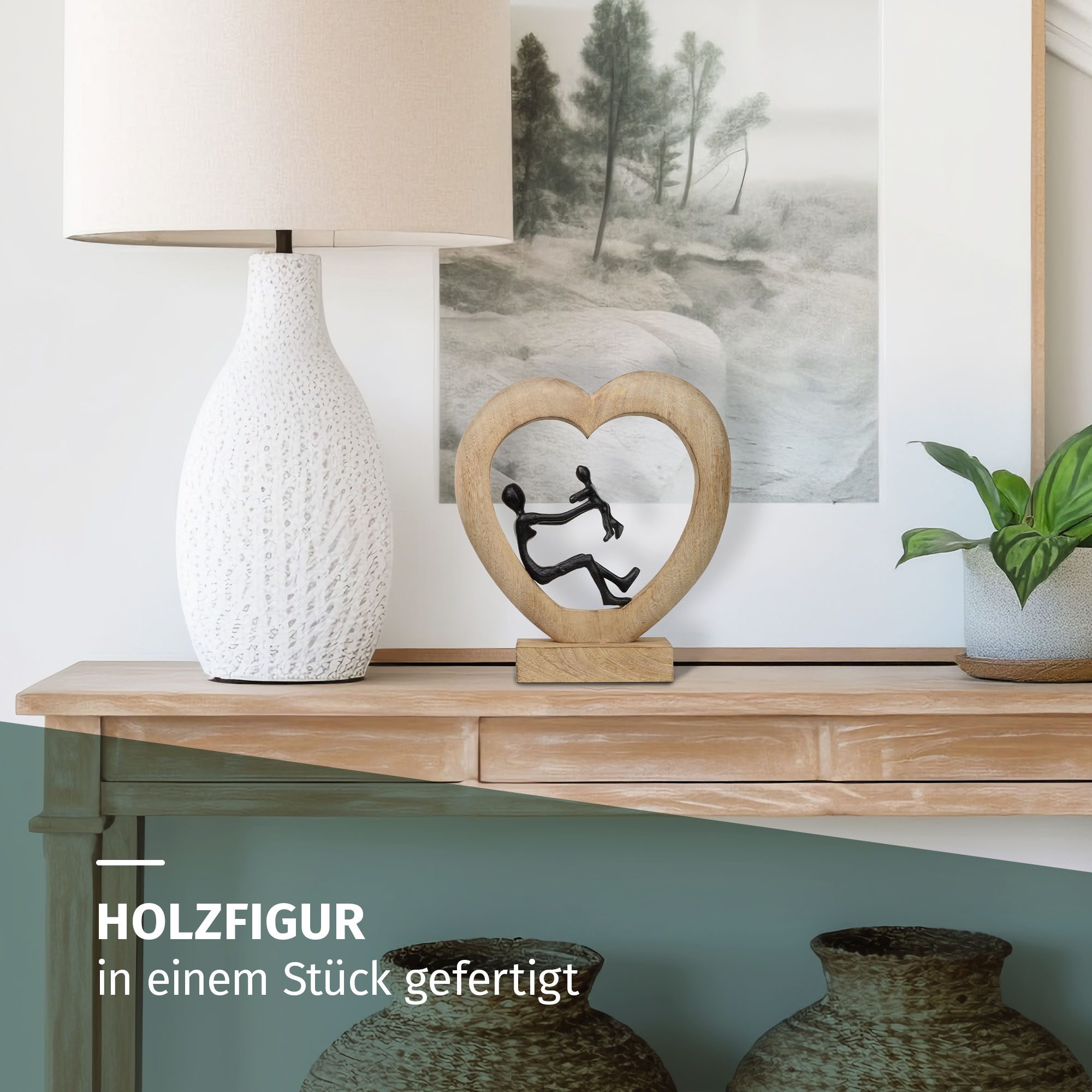 Moritz Skulptur Dekofigur Mother’s Love Schwarz 30,5cm aus Holz und Aluminium Skulptur