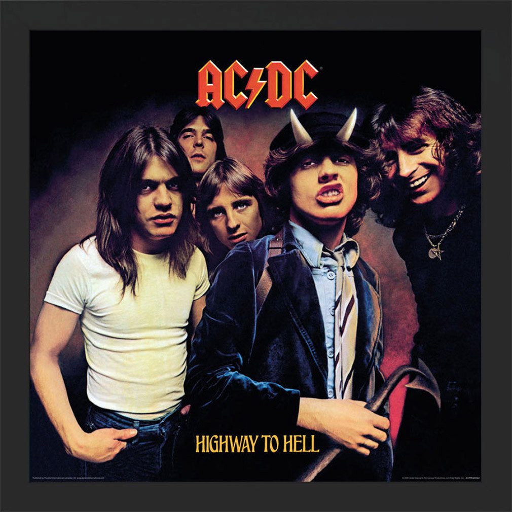 AC/DC Bild mit Rahmen Highway To Hell, Gerahmtes Bild Kunstdruck