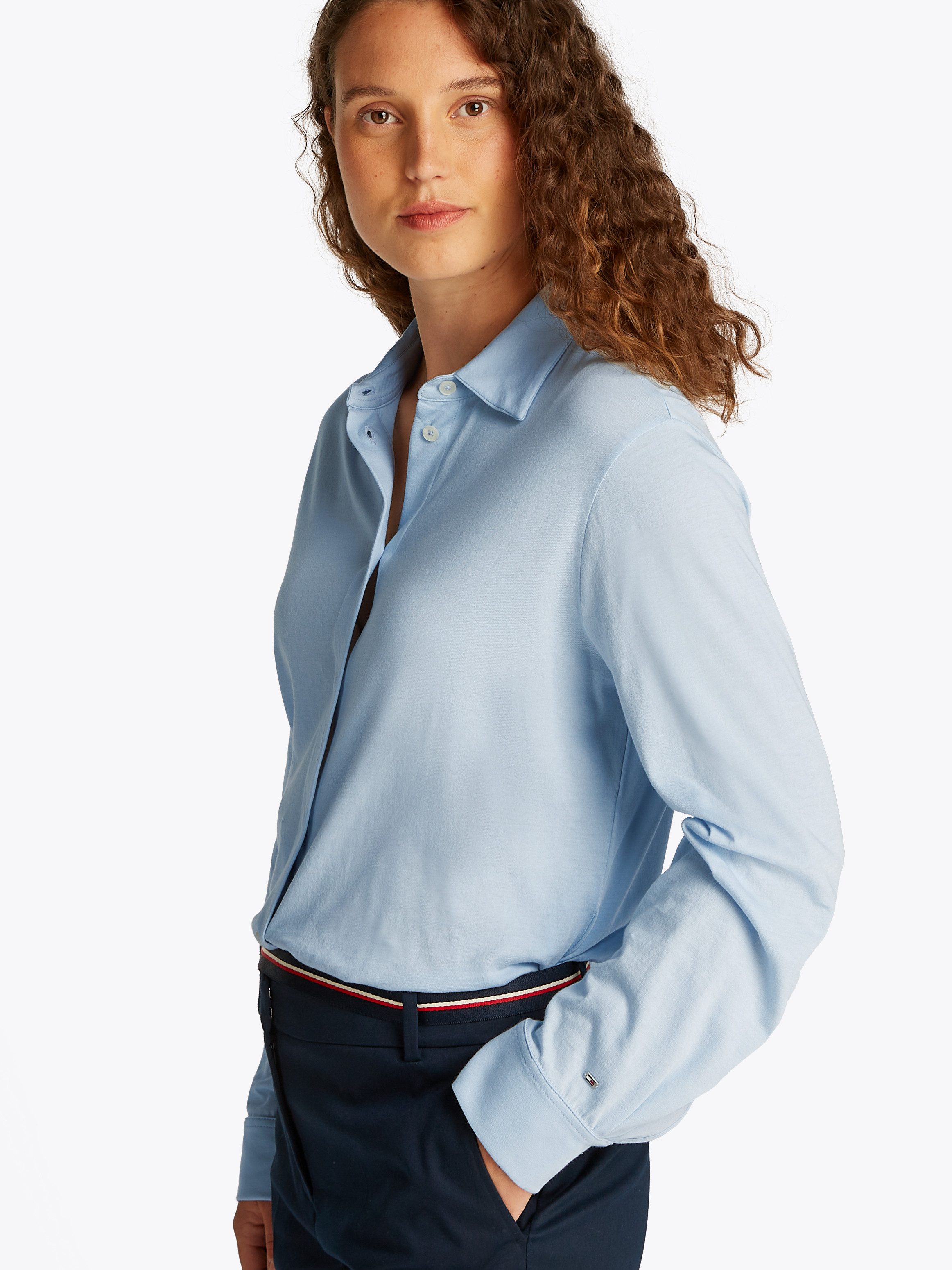 Tommy Hilfiger Klassische Bluse CASUAL BTN DOWN SHIRT LS mit Metalllabel günstig online kaufen
