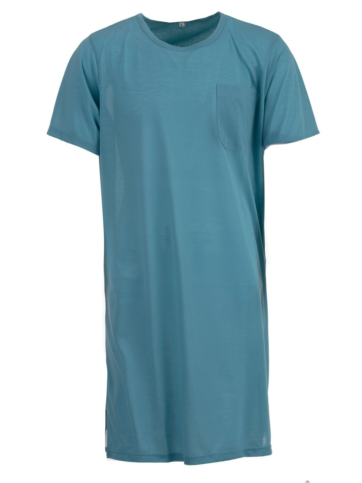 Kurzarm Uni Nachthemd Nachthemd Lucky Tasche petrol -