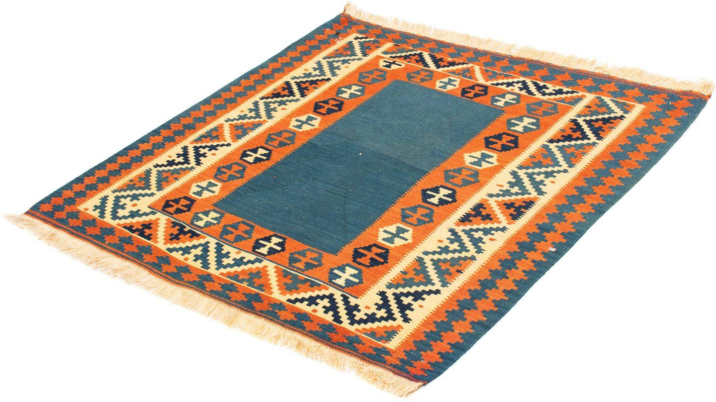Wollteppich Kelim - Oriental quadratisch - 102 x 102 cm - dunkelblau, morgenland, quadratisch, Höhe: 6 mm, Wohnzimmer, Einzelstück