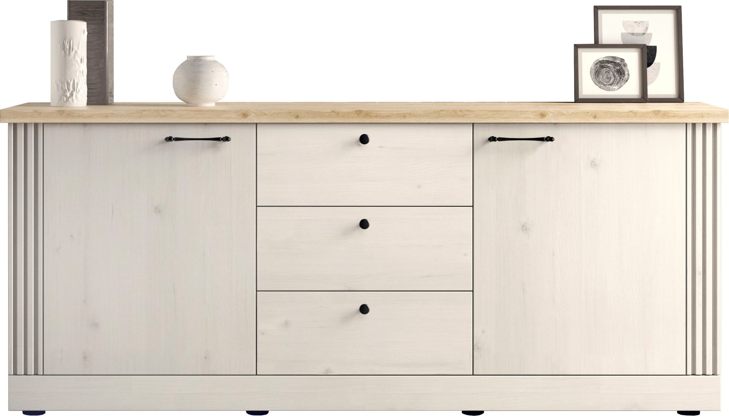 Home affaire Sideboard Country Breite 211 cm, Kommode 2 Türen u. 3 Schubkästen, Anrichte, im Landhausstil, viel Stauraum, mit Metallgriffe, MDF Rahmen