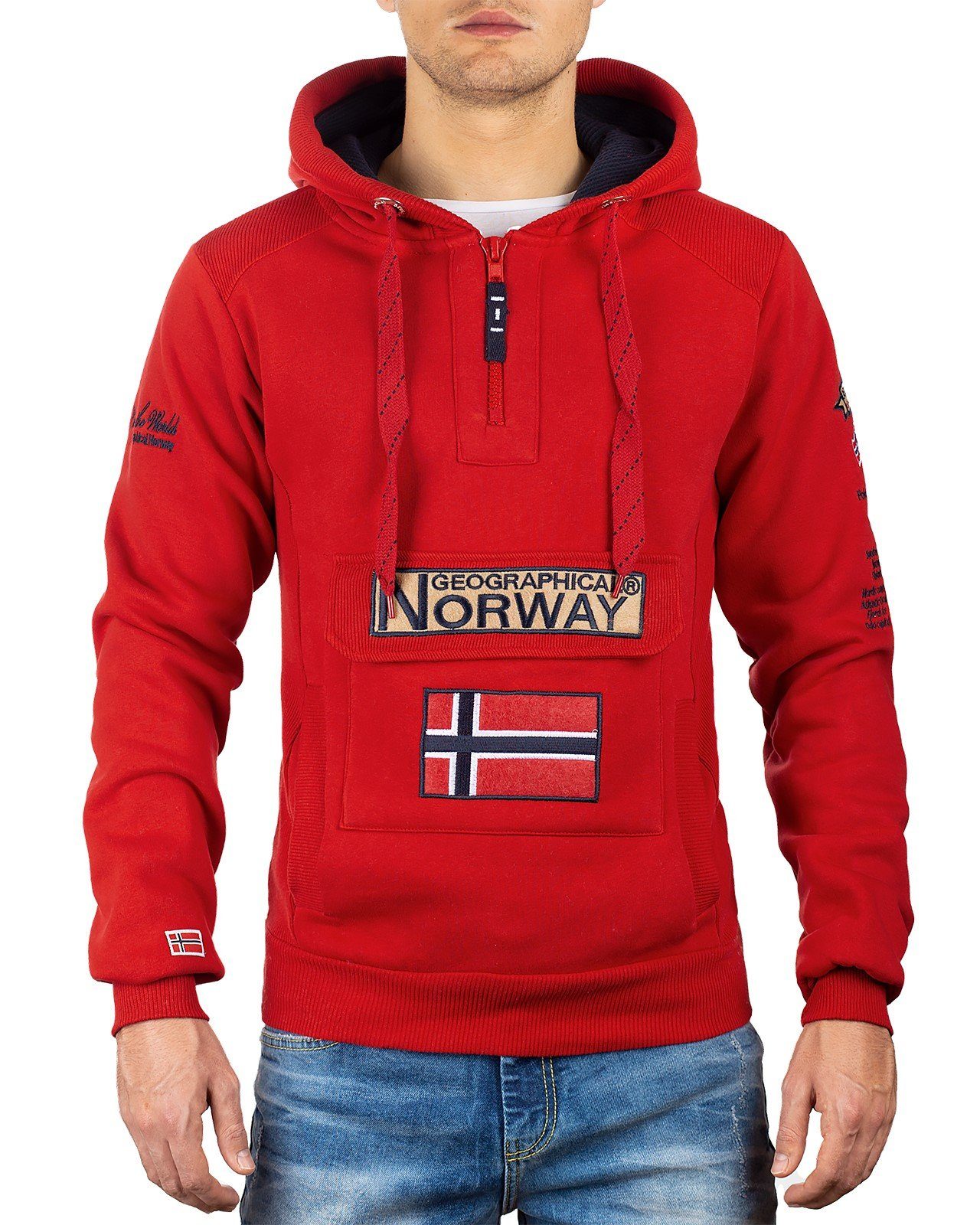 Geographical Norway Herren Kapuzen Hoodie Pullover Norwegen Fahne