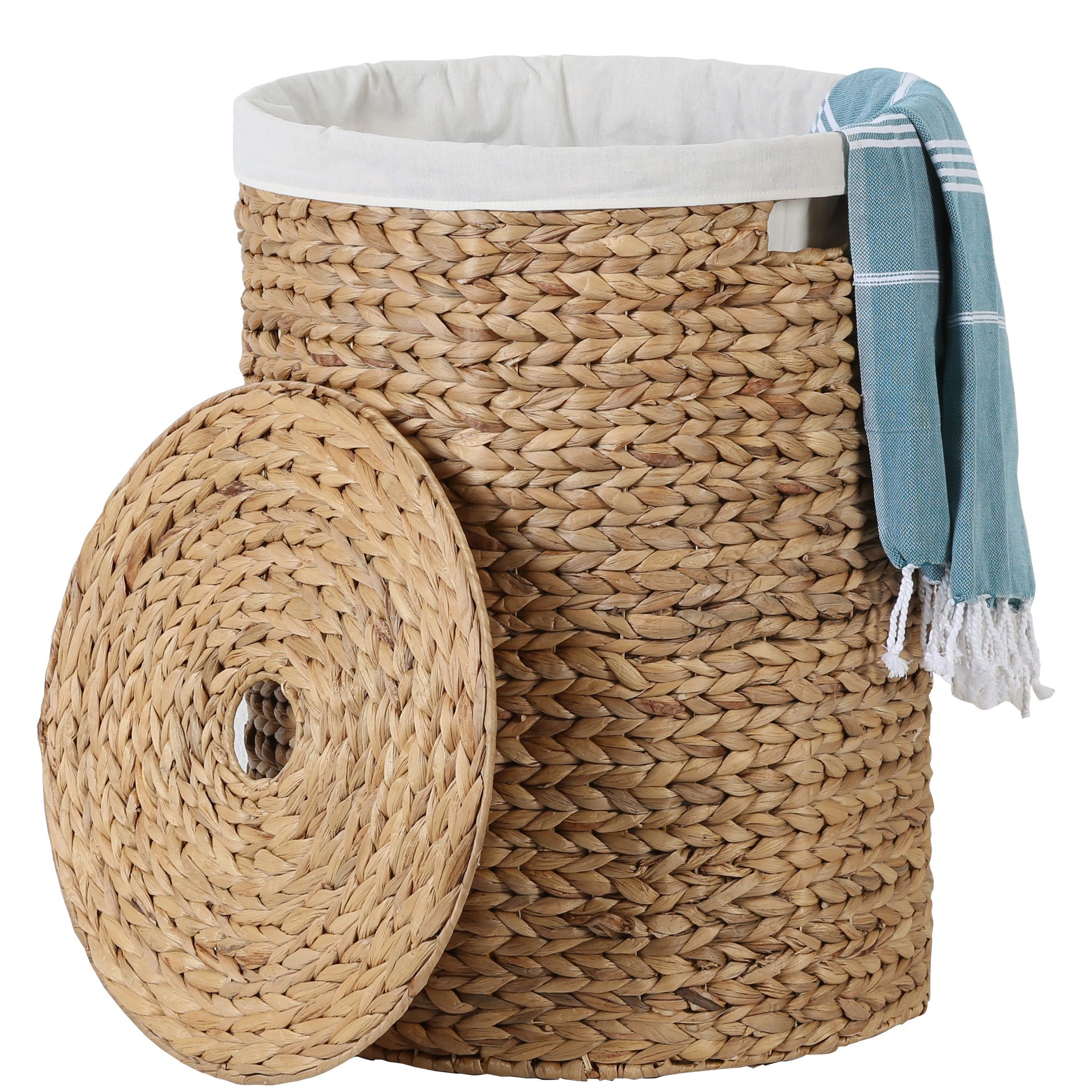 Casa Moro Wäschekorb Aufbewahrungskorb 85L rund mit Deckel & Wäschesack (Bo günstig online kaufen