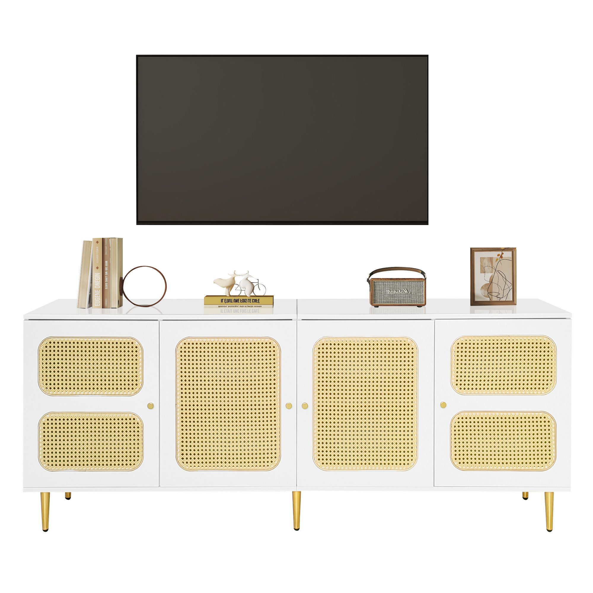 OKWISH Lowboard TV-Board Fernsehtisch (Rattan-TV-Schrank, 1 günstig online kaufen