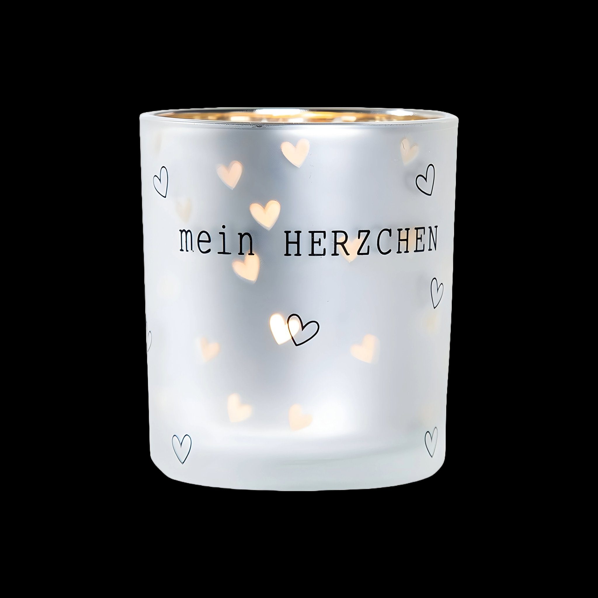 GILDE Teelichthalter Glas Windlicht (überdacht) Designobjekt, für mein Drinnen Draußen (Einzelartikel, & St), Herzchen 1