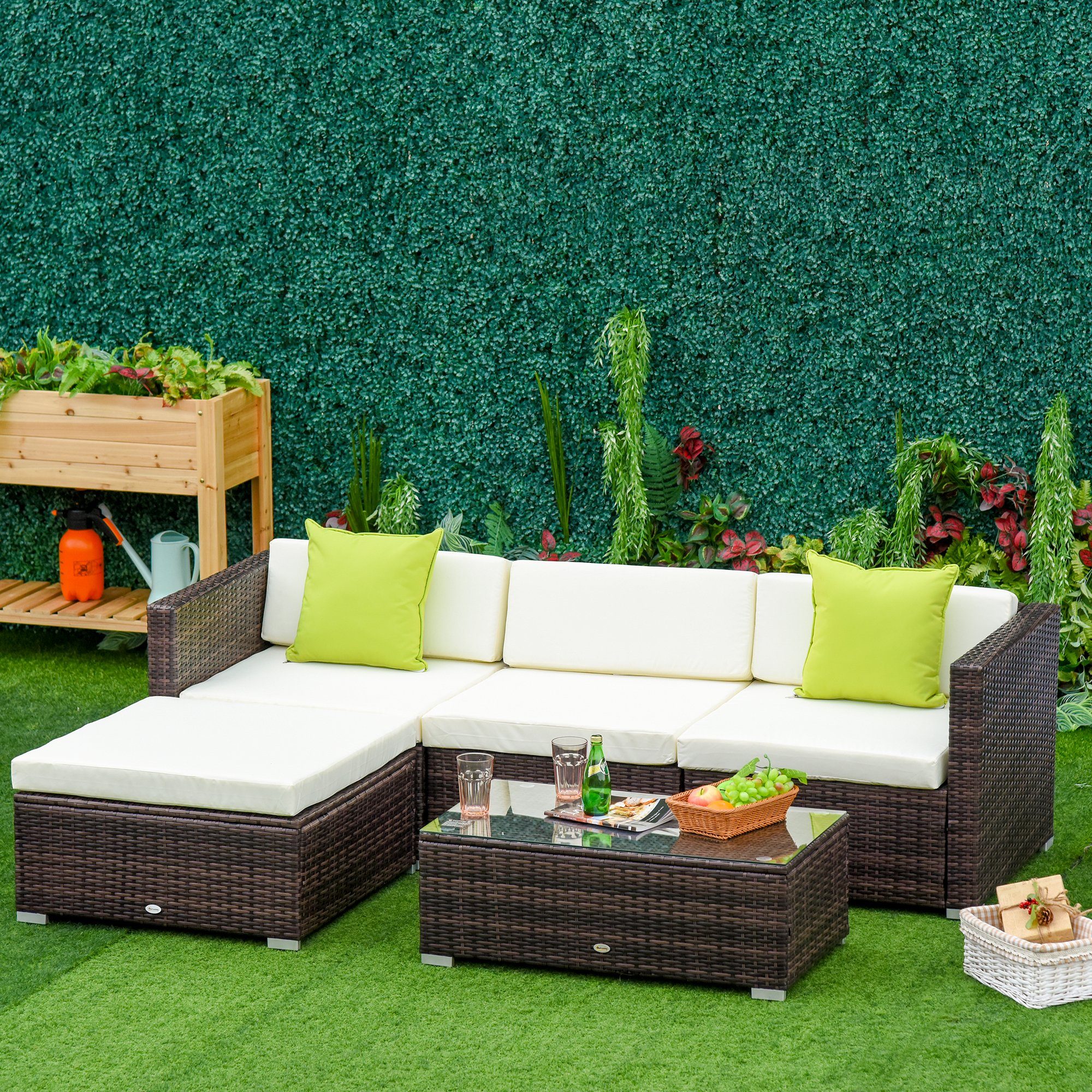 Outsunny Sitzgruppe Garten-Set Loungeset Loungemöbel mit Kissen, (Gartenmöb günstig online kaufen