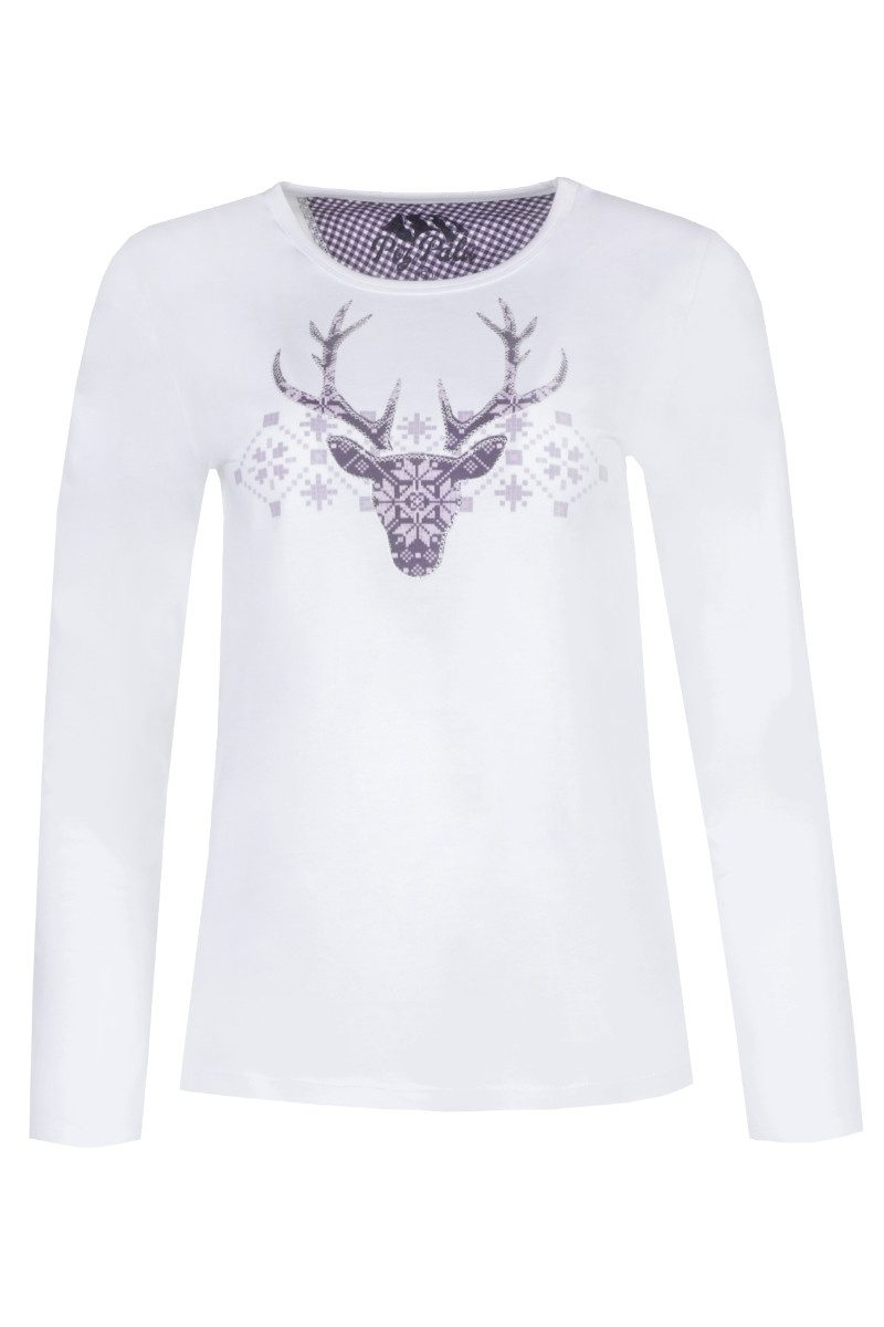Trachtenshirt Longsleeve Damen - ASBACH - salbei, schnee