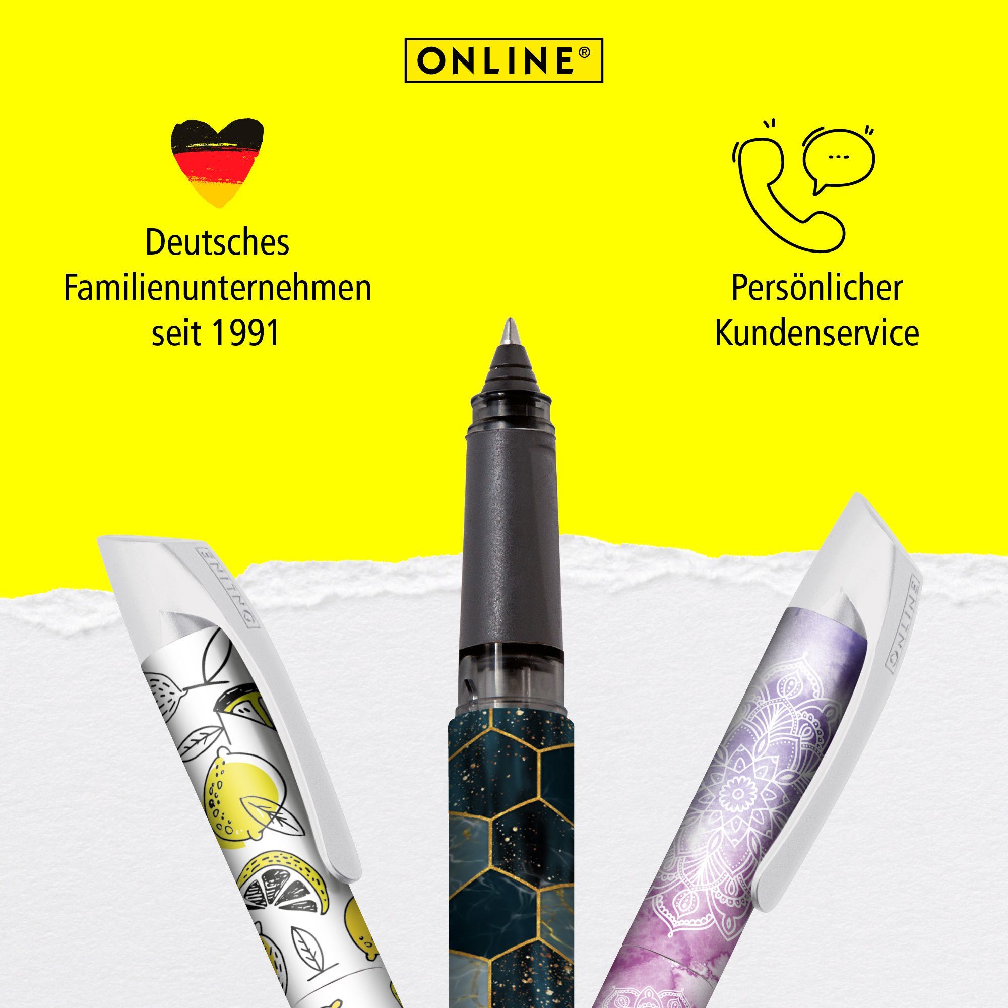 die Hexagon Online Pen Deutschland Tintenpatronen-Rollerball, ergonomisch, für Tintenroller Schule, hergestellt ideal in Campus