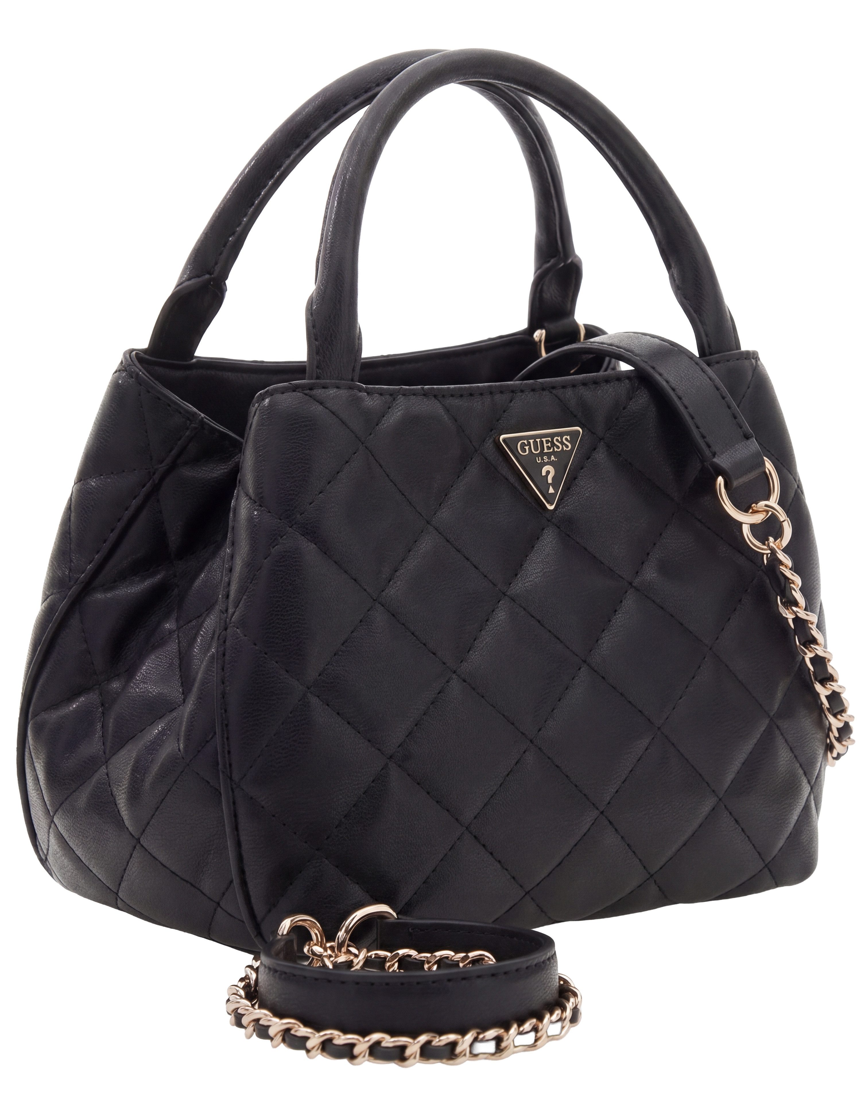 Guess Schultertasche JULIET MINI SATCHEL, Damen Henkeltasche, Umhängetasche mit edlem Dreieckslogo