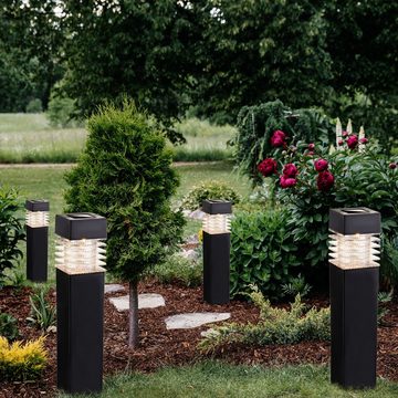 Globo LED Außen-Stehlampe, LED-Leuchtmittel fest verbaut, Warmweiß, Solarlampe Wegeleuchte Außenlampe LED Erdspieß Gartenlampe 4er Set