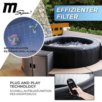 mSpa Whirlpool Whirlpool aufblasbar Premium Camaro P-CA069 für 6 Personen, (Outdoor - Indoor Luxus Garten Pool - inkl. Wärmeschutzabdeckung - UV-C Filter - 40 ° C Schnellheizsystem - Winterfest - Energie und Ressourcen sparend, 2-tlg., All-in-One LED Fernbedienung - 6-Schicht-PVC - Selbstaufblasbar), Pool Rund - Jacuzzi Bubble Spa - Ozongenerator - 138 Luftdüsen