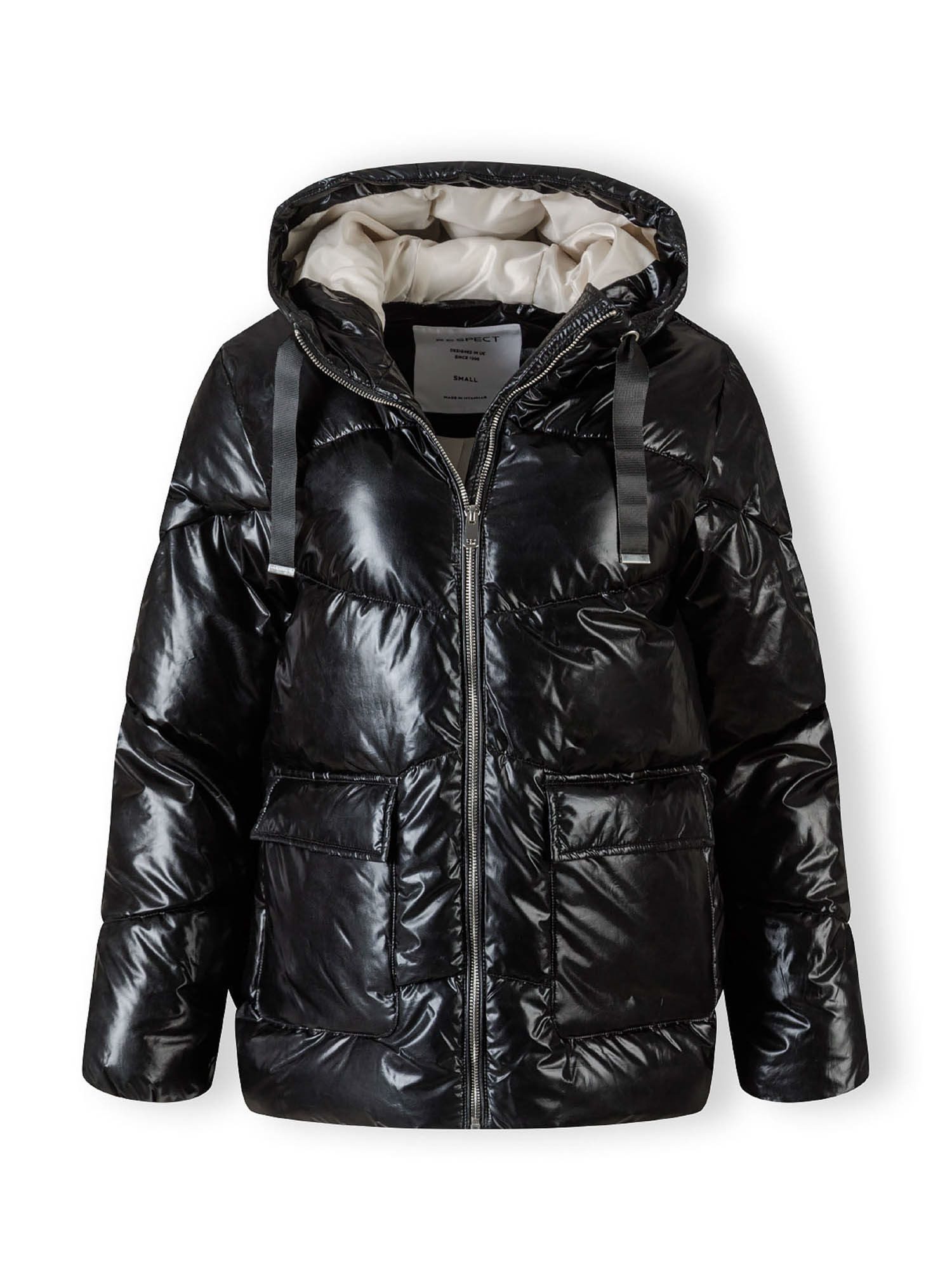 Respect Winterjacke Kurze Steppjacke mit Kapuze und Druckknopftaschen (XS-XXL) trendiges Design