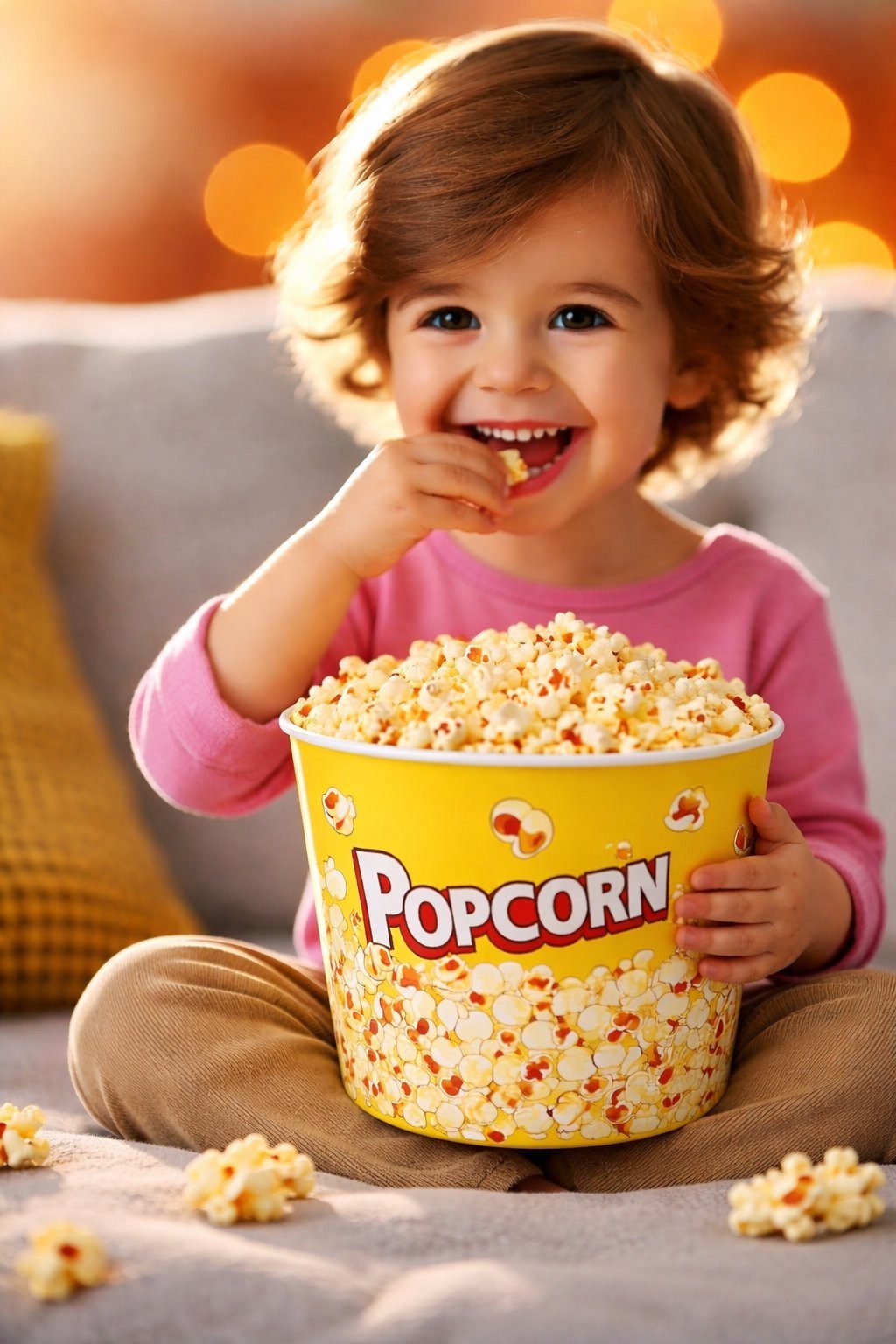 WestCraft Snackschale Popcorn-Schale Retro gelb, Snack-Behälter 2,2 Liter Fassungsvermögen, PP Kunststoff, (1-tlg), für Streaming-, Filme- und Fernsehabende