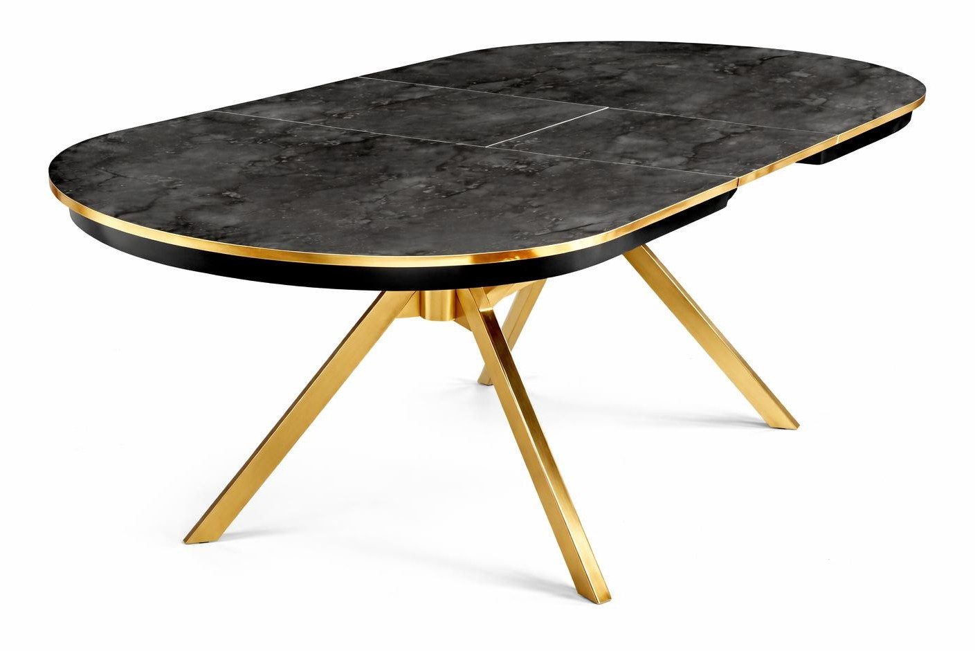 Xlmoebel Esstisch Moderner ausziehbarer Esstisch aus schwarzem Holz, oval für das, Made in Europa