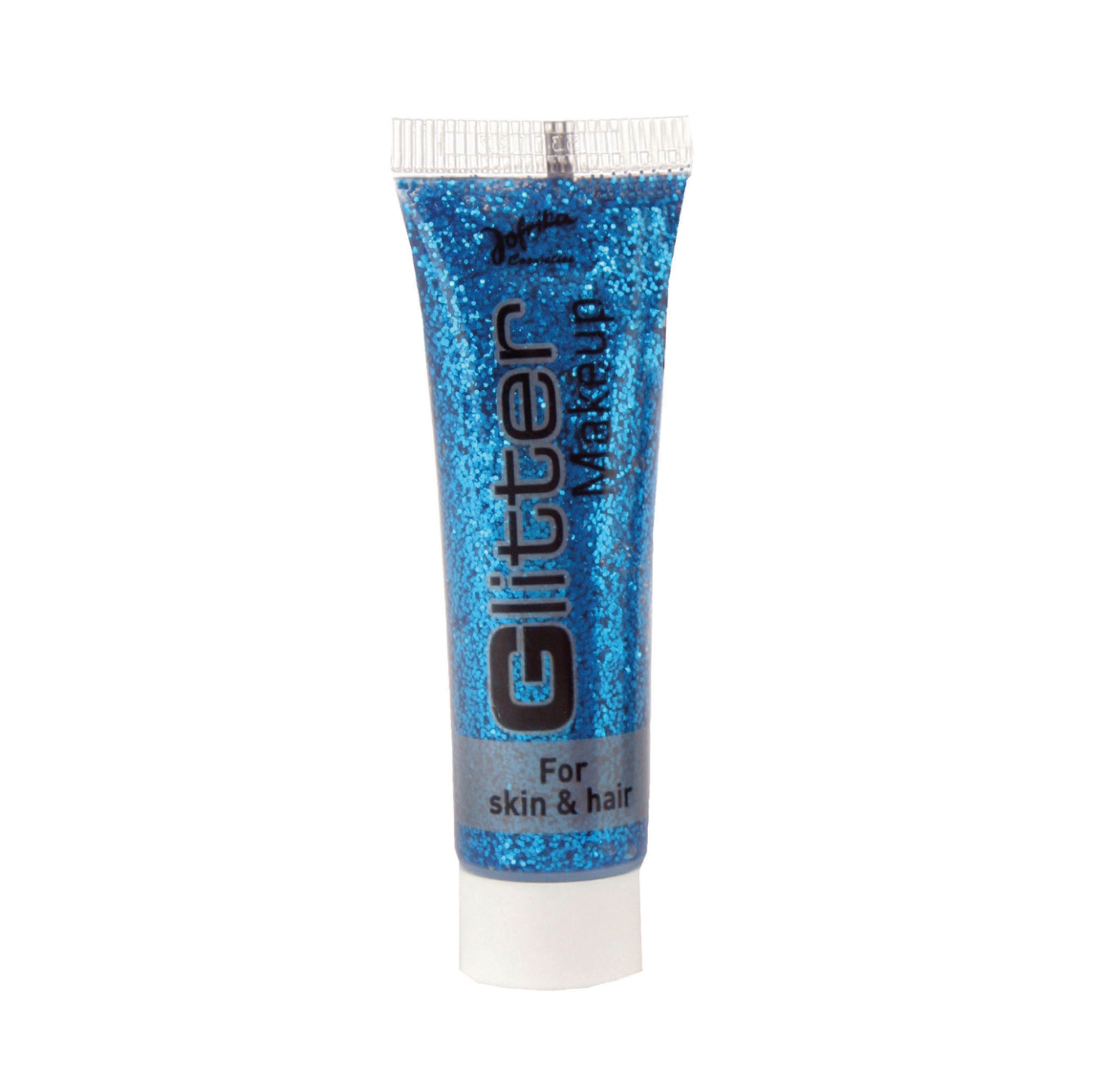 jofrika Theaterschminke Glitter Make-up für Haut und Haar - 20ml, Blau