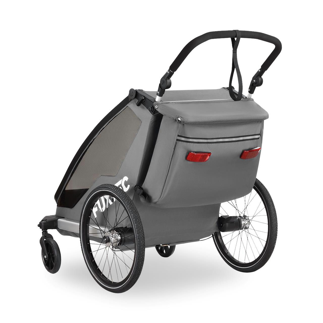 FUXTEC Fahrradkinderanhänger FX-FA1neu, faltbar, für 2 Kinder geeignet, mit 5-Punkt-Sicherheitsgurte
