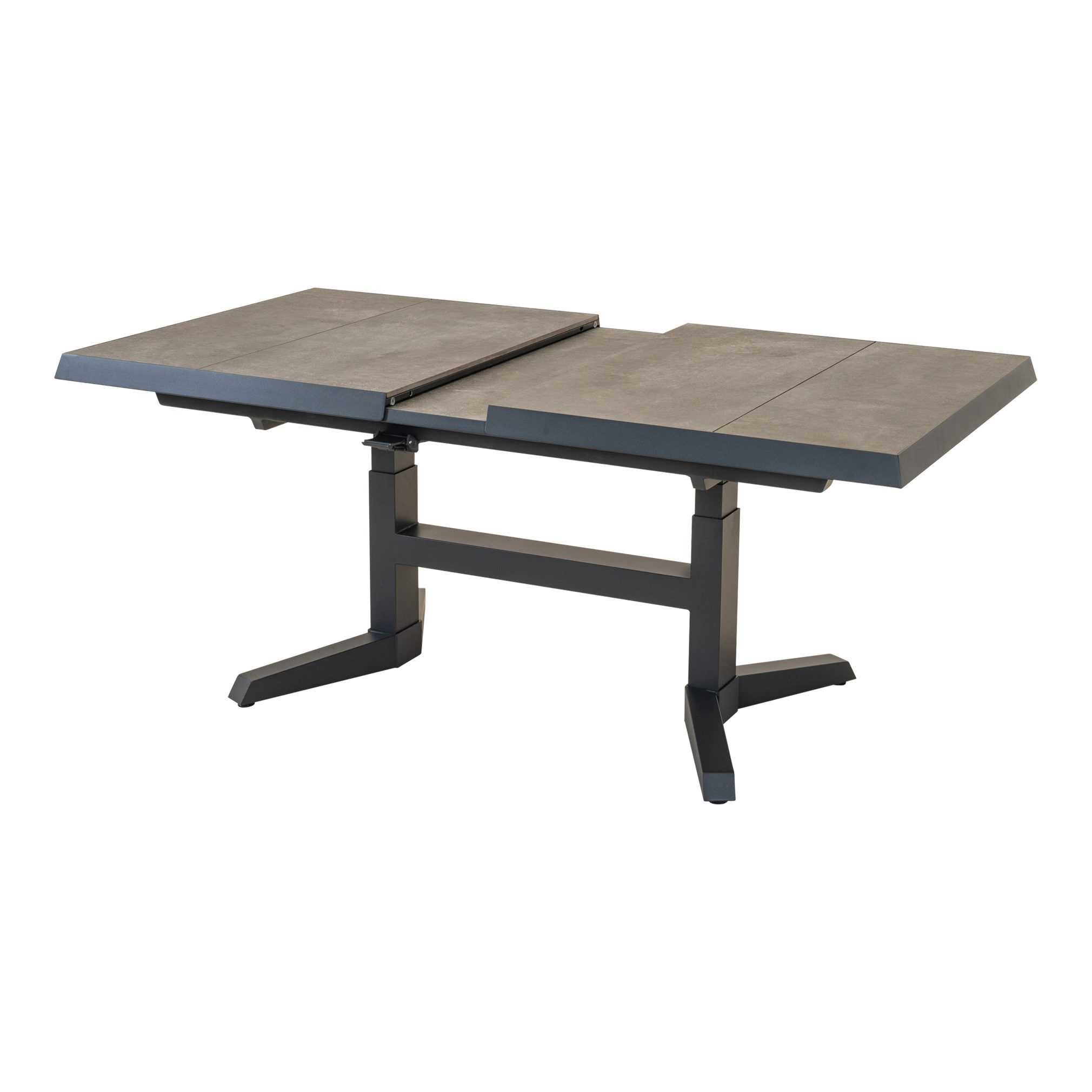 Lesli Living Gartentisch Ausziehtisch Murcia Keramik Alu höhenverstellbar ausziehbar (Spar-Set, 1 Tisch), Ausziehbar von 143 auf 183, höhenverstellbar von 54 bis 74 cm