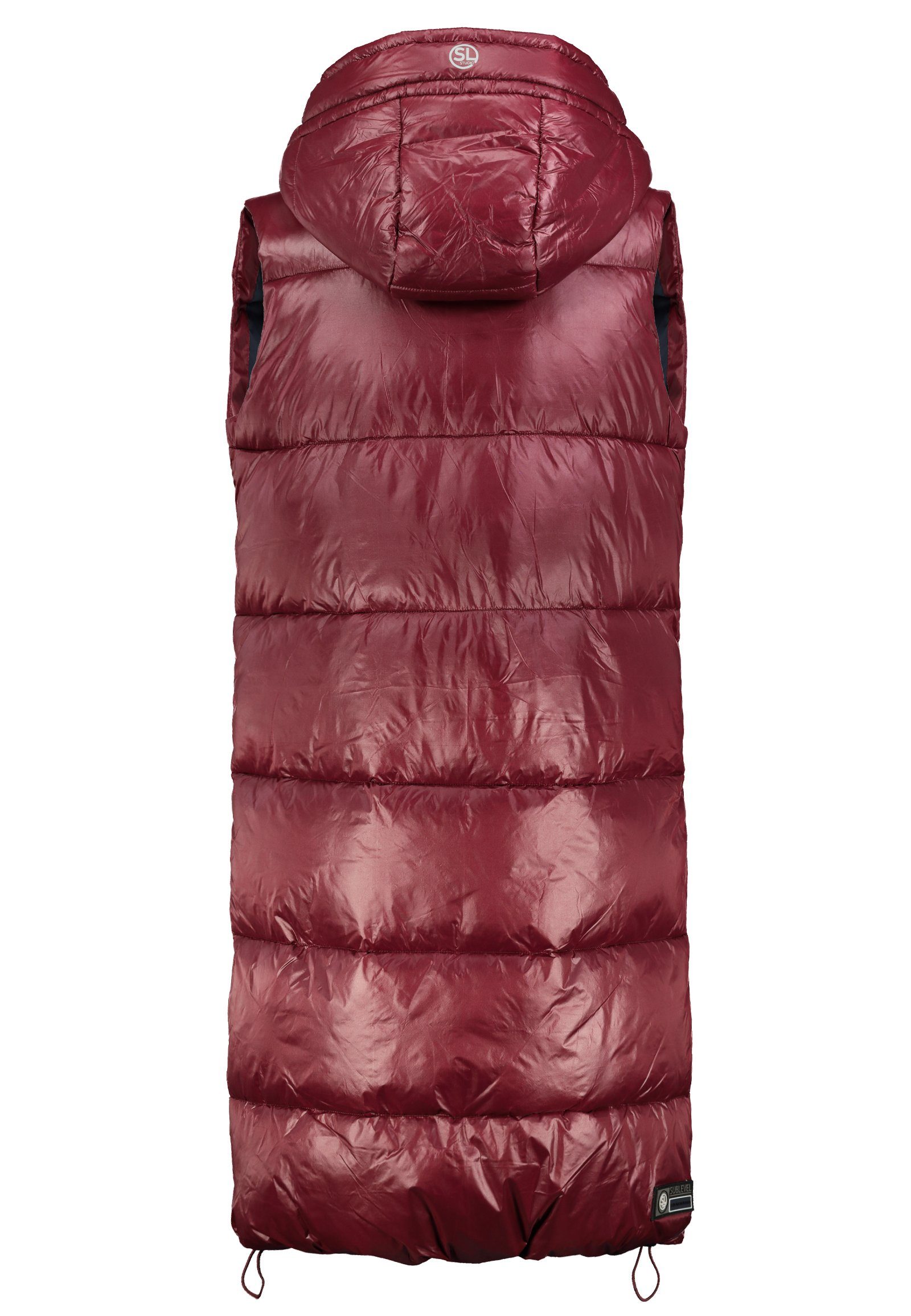 Fresh Made Steppweste Lange Stepp weste Kapuze Übergangs Herbst Frühlings Weste Windbreaker