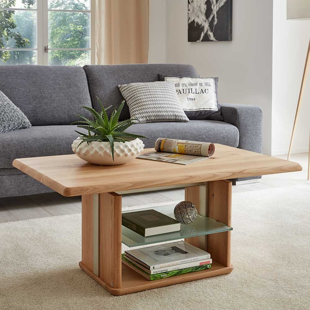 Pharao24 Couchtisch Javena, aus Massivholz, mit Rollen