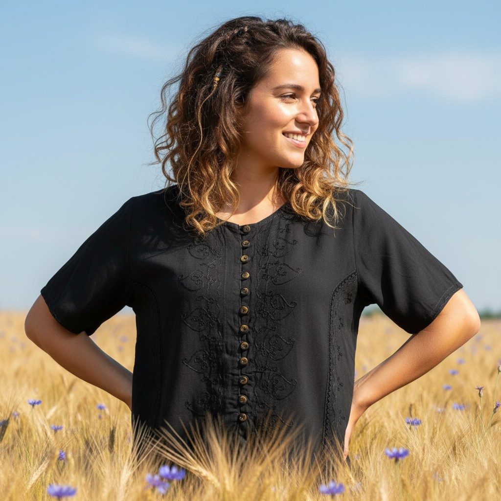 Guru-Shop Longbluse Kurzes Blusentop Boho chic, indische Hippie.. alternati günstig online kaufen