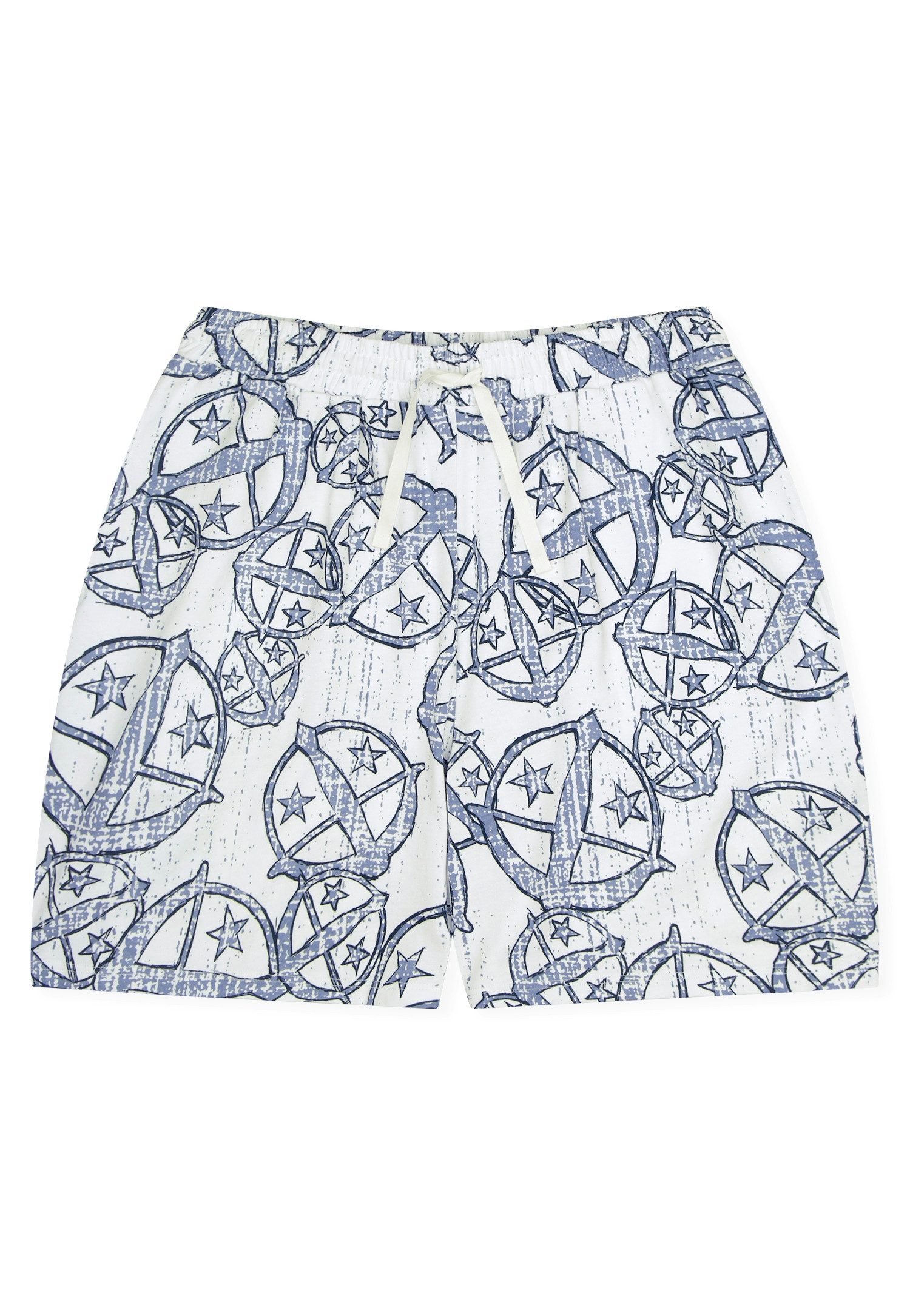 Schiesser Pyjamashorts Schiesser 150 Years seitliche Taschen, Allover-Druck, Baumwolle