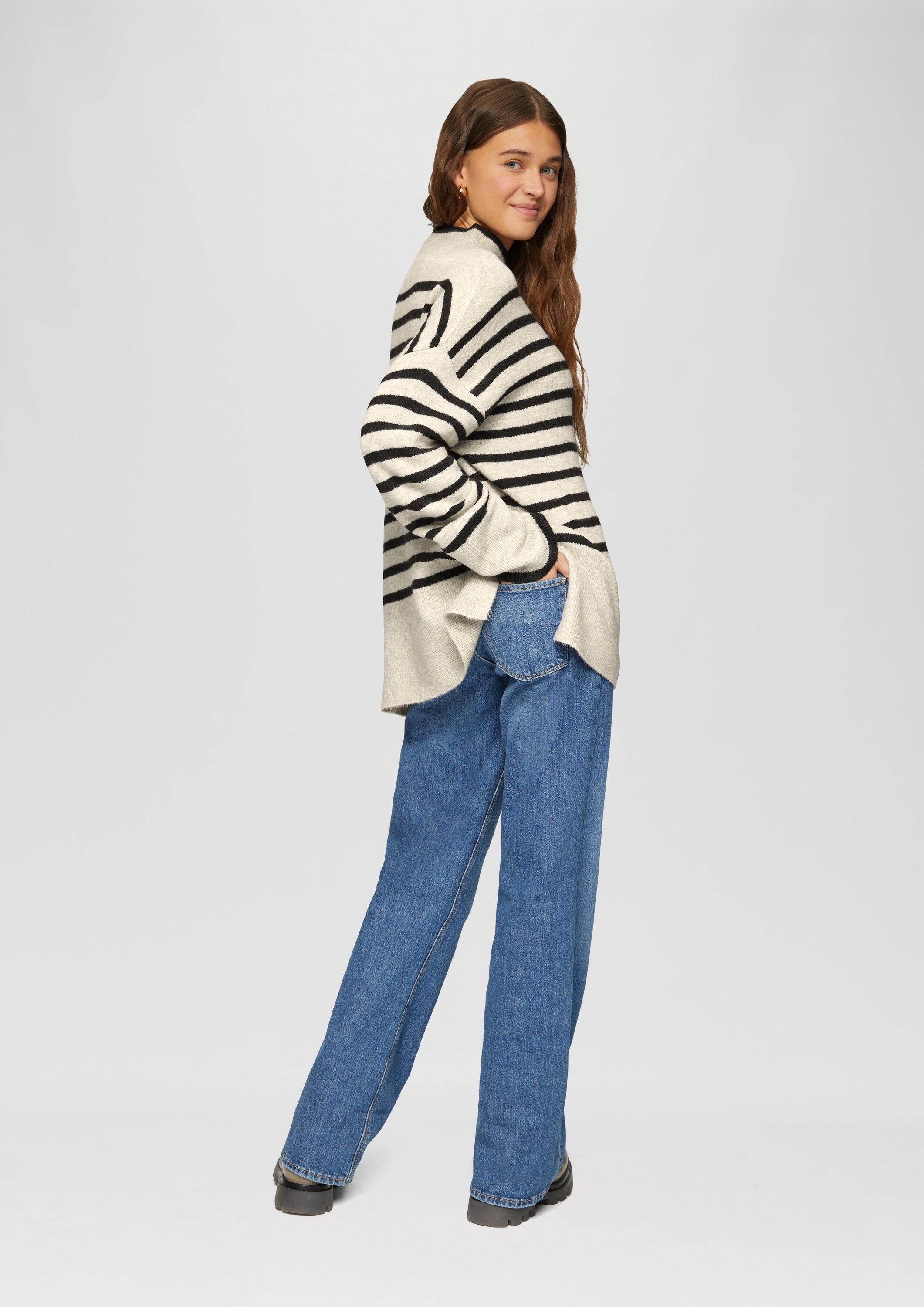 QS Longpullover Strickpullover Weicher Oversized Strickpullover mit Streifen