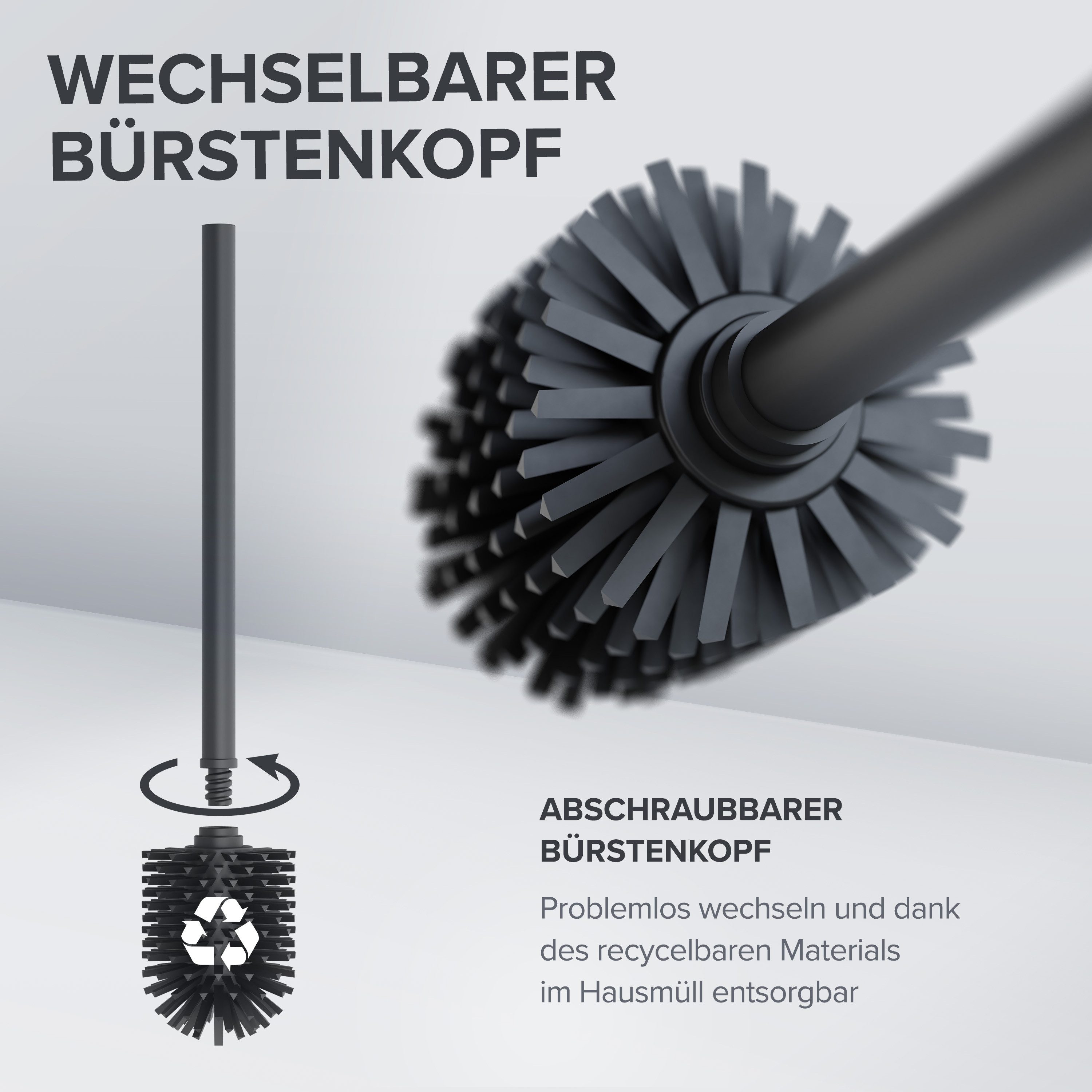 ovimar WC-Reinigungsbürste, (Packung, 2-tlg., 2), aus Edelstahl in Schwarz zur