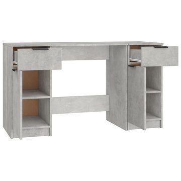 furnicato Schreibtisch mit Beistellschrank Betongrau Holzwerkstoff