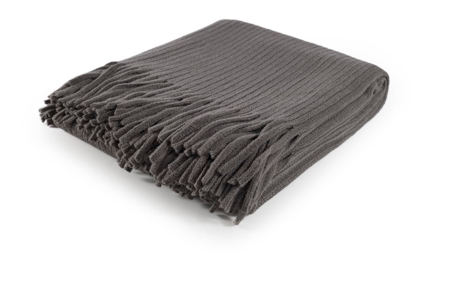 Wohndecke Linea 130x150 cm trendige Kuscheldecke Plaid mit Fransen, Magma Heimtex