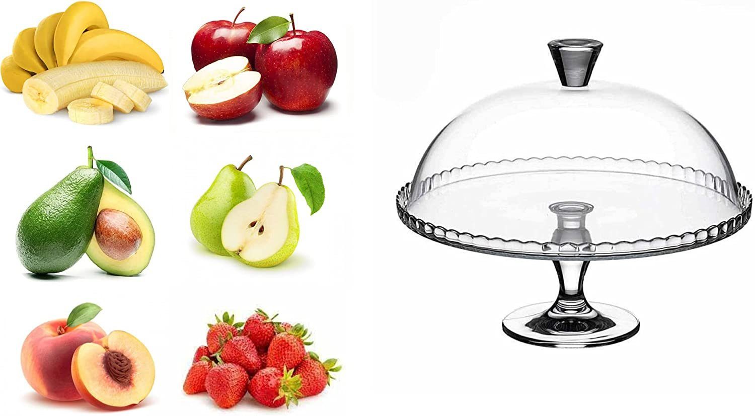 Pasabahce Gläser-Set Kuchenteller mit Kuppelfuß Gebäckserviceständer Glasservierung Dessert, 1-tlg.