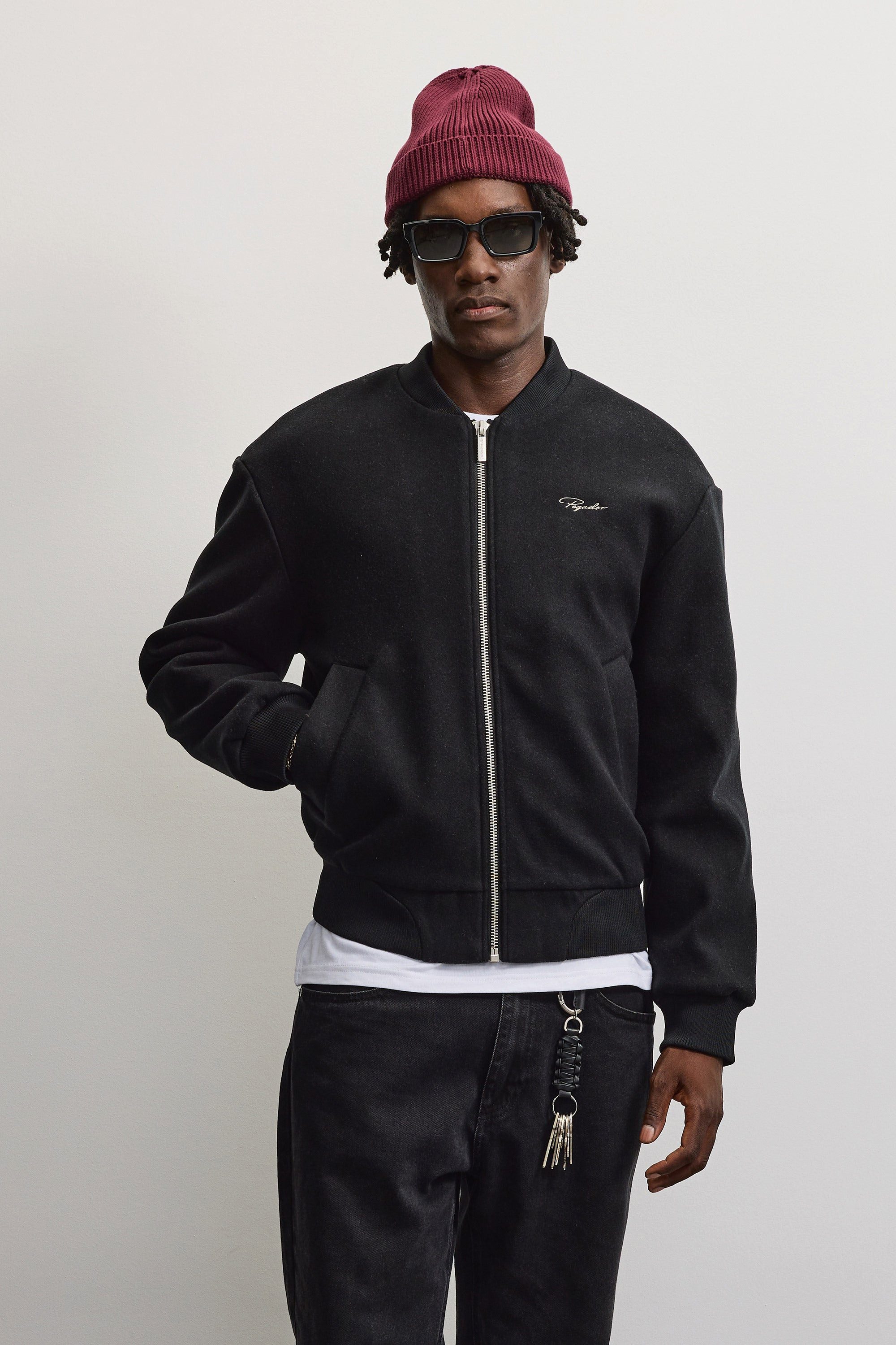 PEGADOR Bomberjacke LEGNANO WOOLOPTIC BOMBER JACKET Kunstfaser, regular fit