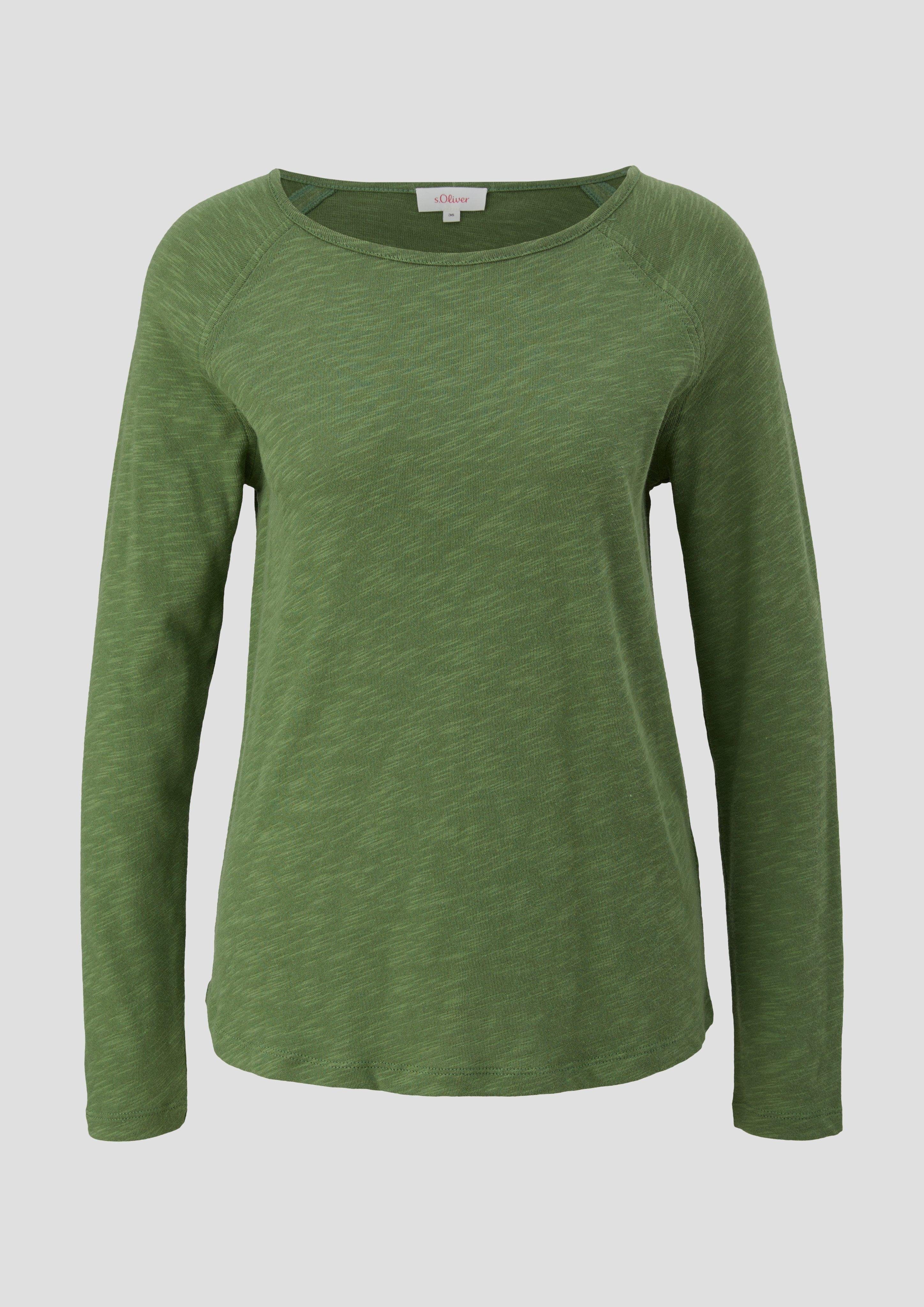 aus T-Shirt s.Oliver grün Baumwollmix Langarmshirt