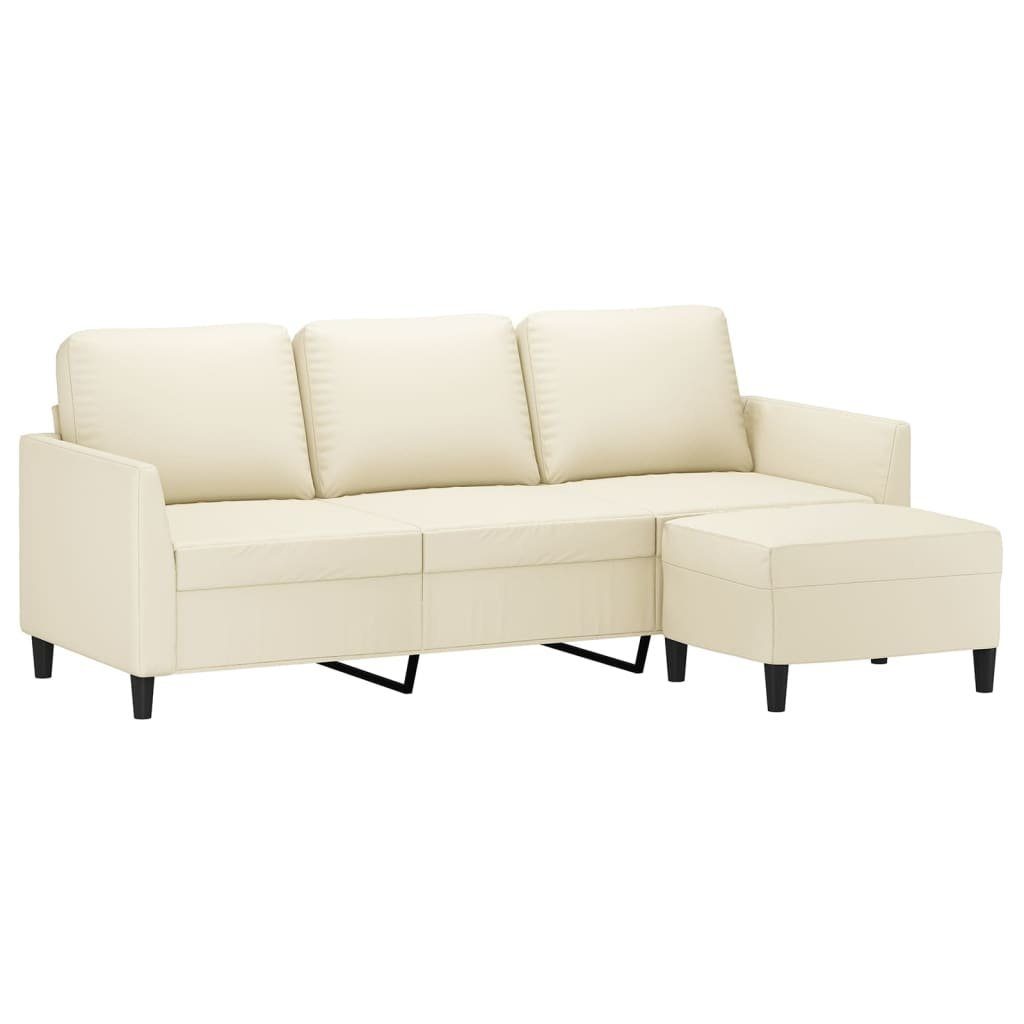 3-Sitzer-Sofa Kunstleder Creme 180 Hocker cm vidaXL mit Sofa