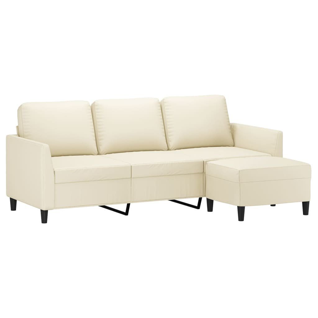 Kunstleder cm Sofa 180 Creme vidaXL 3-Sitzer-Sofa Hocker mit