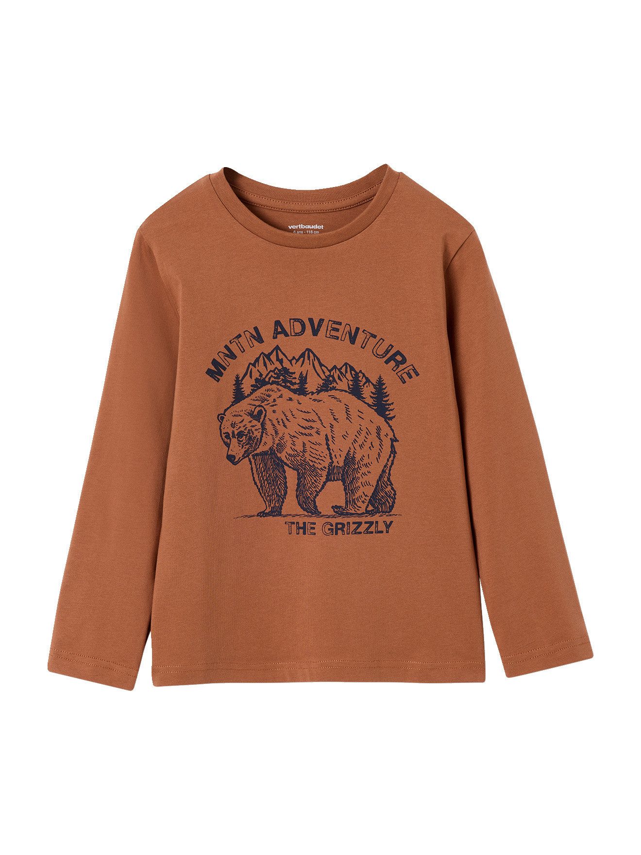 vertbaudet Langarmshirt Langarmshirt mit Print Jungen, Baumwolle BASIC
