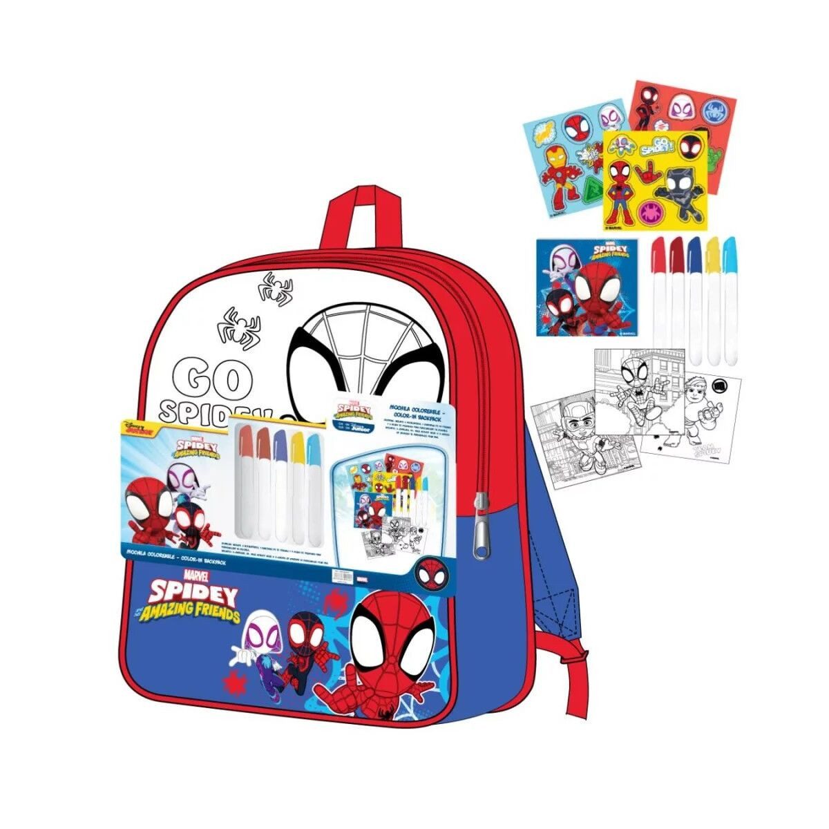 Spiderman Kinderrucksack Spiderman Go Spidey ausmalbarer Rucksack, Tasche 38 cm (1-tlg)