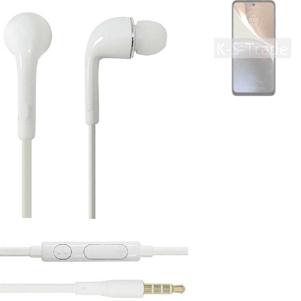 K-S-Trade für Motorola Moto G32 weiß u 3,5mm) mit Lautstärkeregler In-Ear-Kopfhörer Headset (Kopfhörer Mikrofon