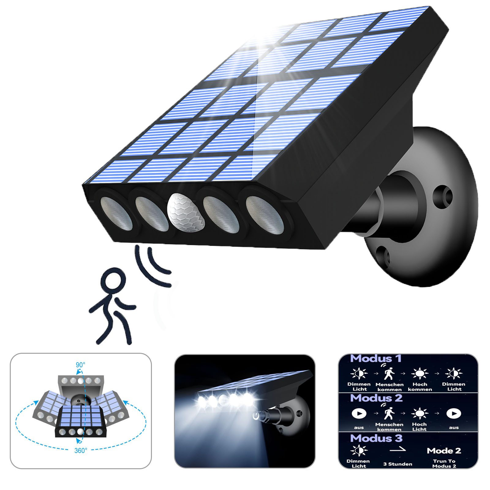 MUPOO LED Außen-Wandleuchte Solar Wandleuchte,Solarlampen für günstig online kaufen