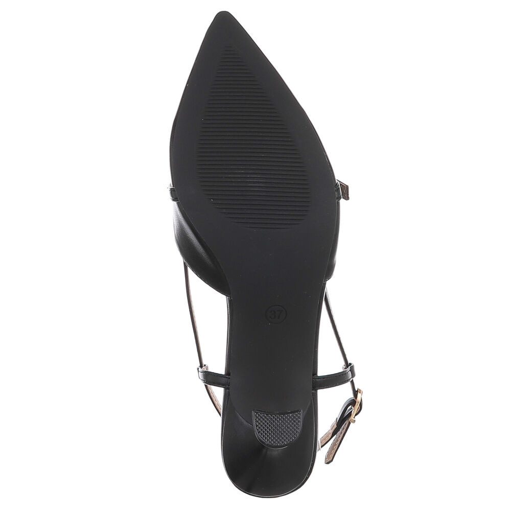 Ital-Design Damen Slingback-Pumps mit spitzer Spitze und Absatz Schnürpumps (91742467) Pfennig-/Stilettoabsatz Pumps in Schwarz