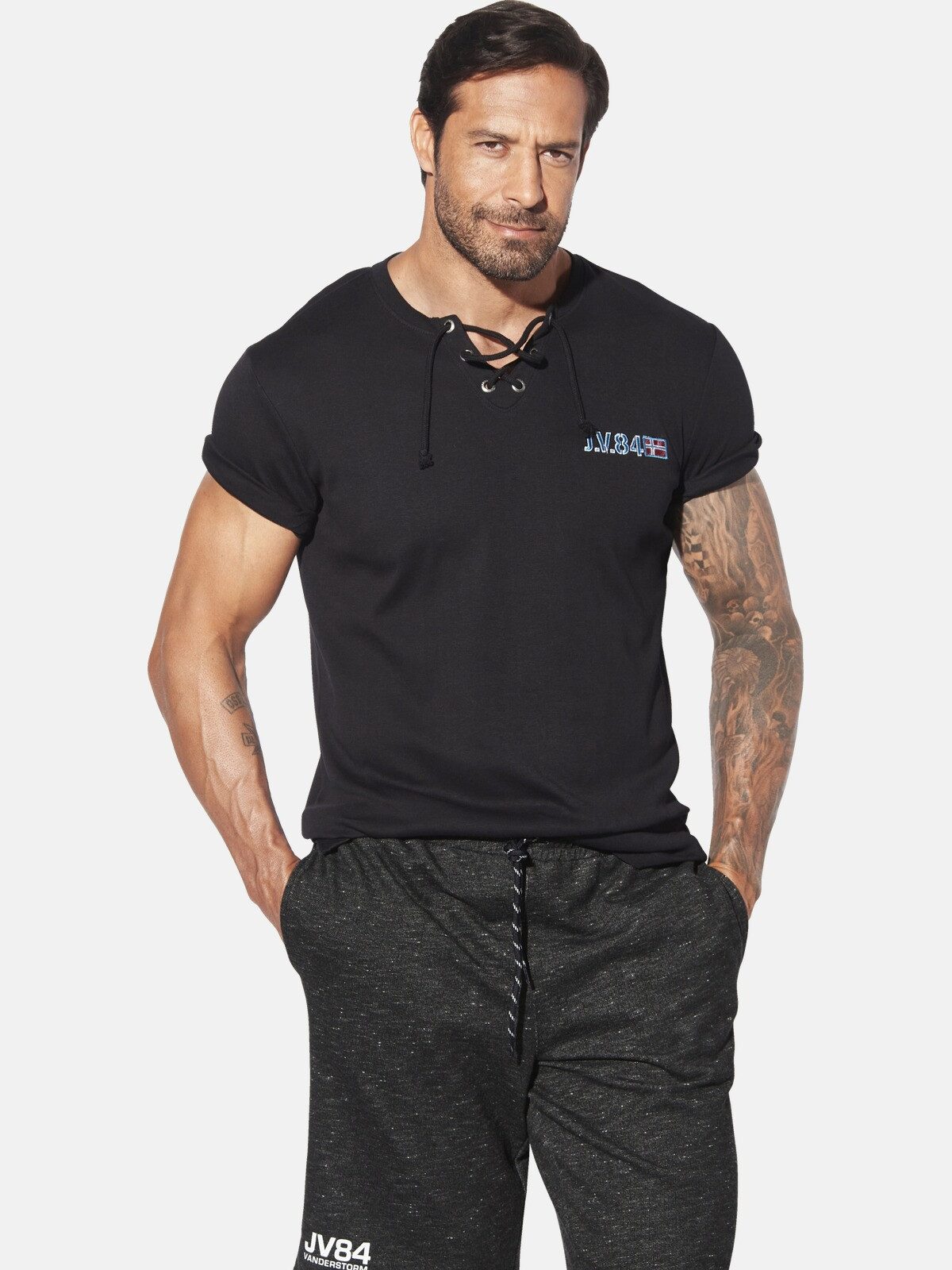 Jan Vanderstorm T-Shirt MAYKO mit Schnürung günstig online kaufen