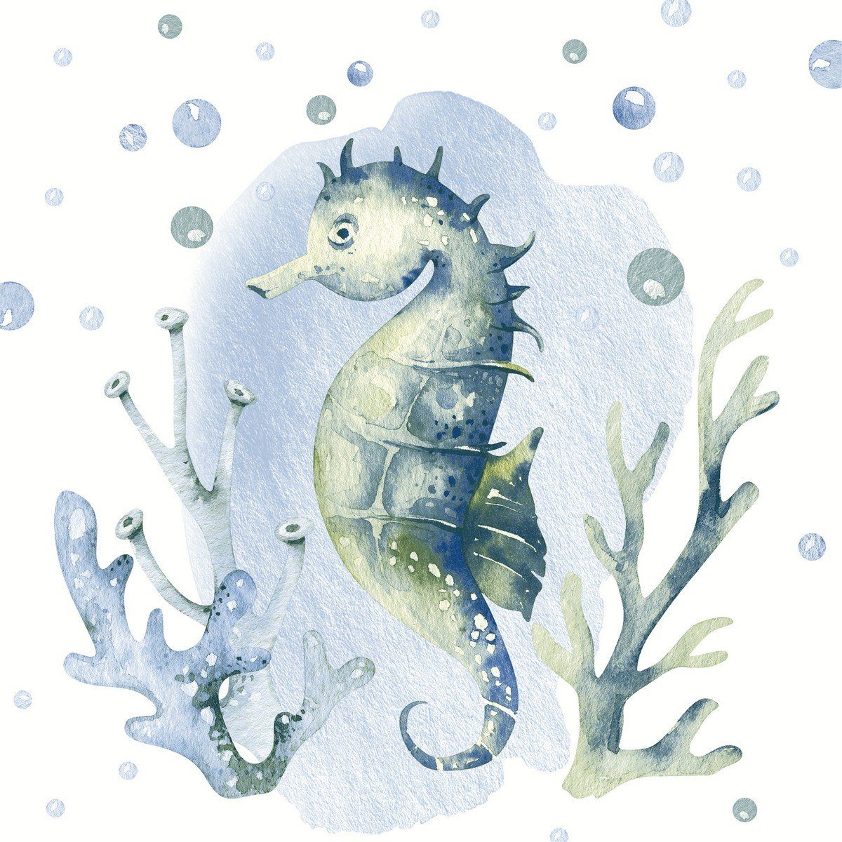 HOME FASHION Papierserviette 20 Servietten Seahorse 33x33cm, (20 St)